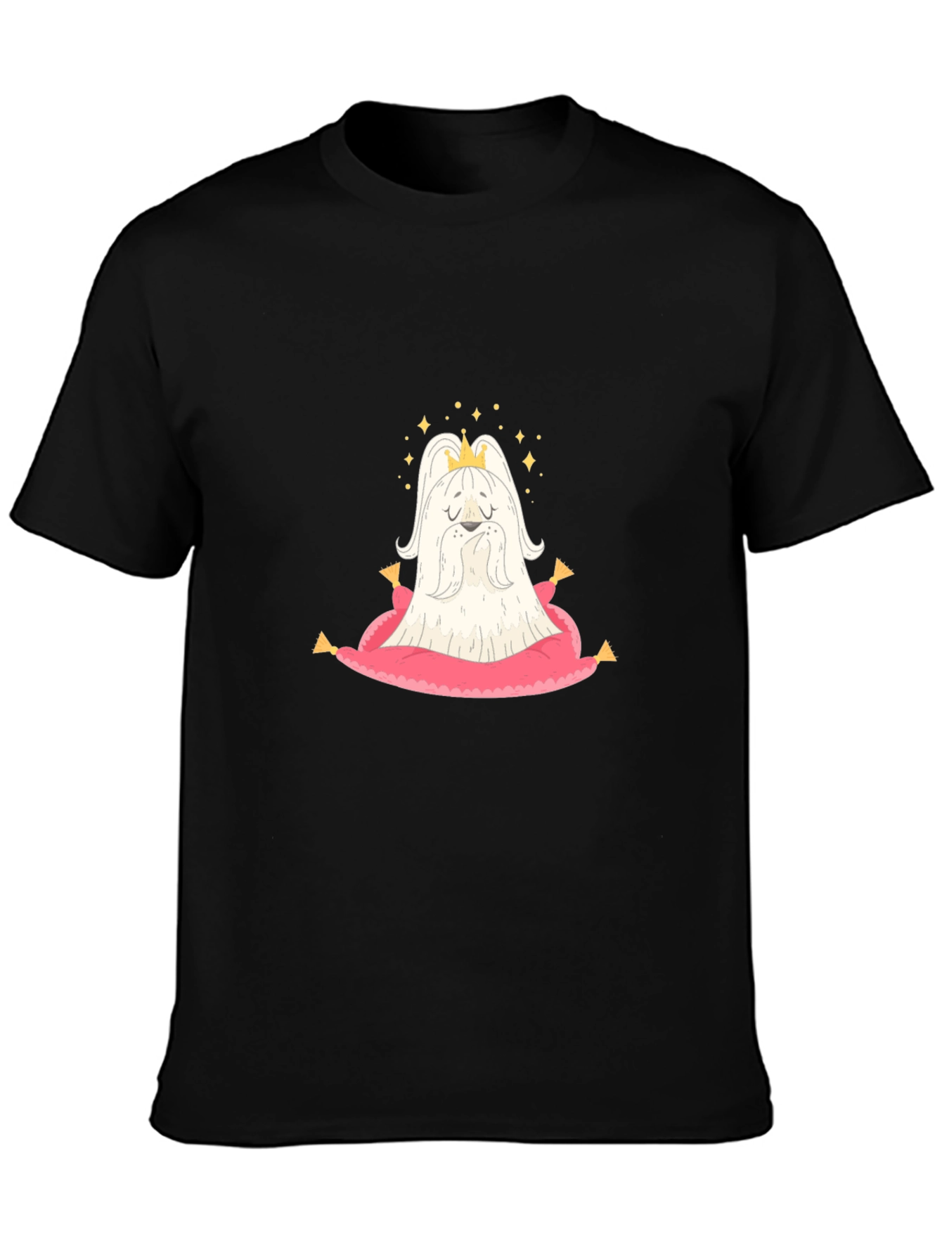 Black King Dog T-Shirt - Cute Cartoon Tee view 3