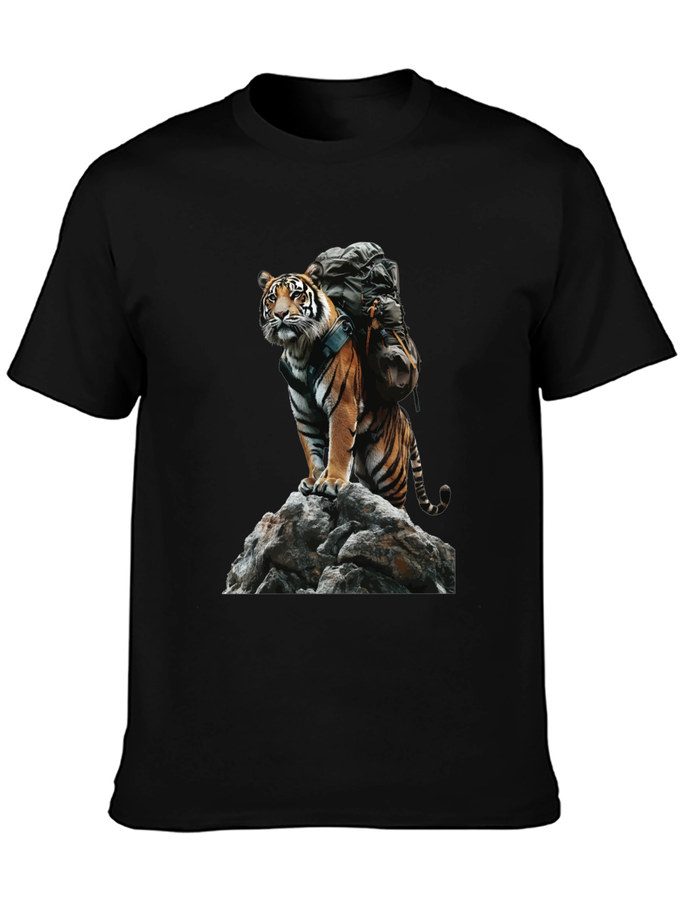Black Tiger on Rock Graphic Tee view 3
