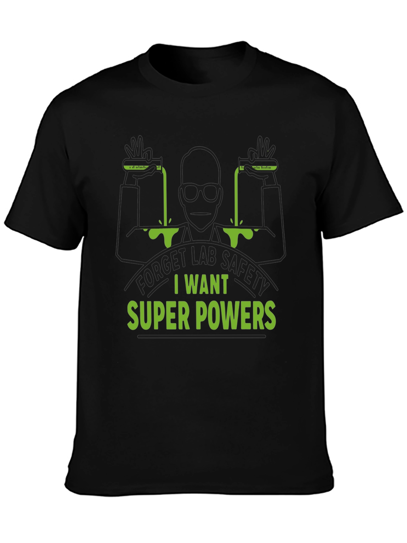 Black Super Power Lab T-Shirt: Black, Bold Design view 3