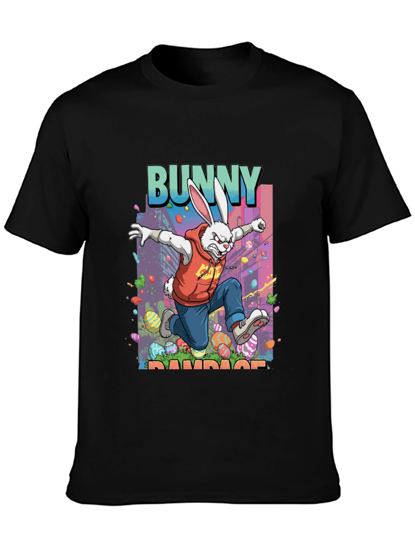 Black Bunny Rampage Graphic Tee - Easter Apparel view 3