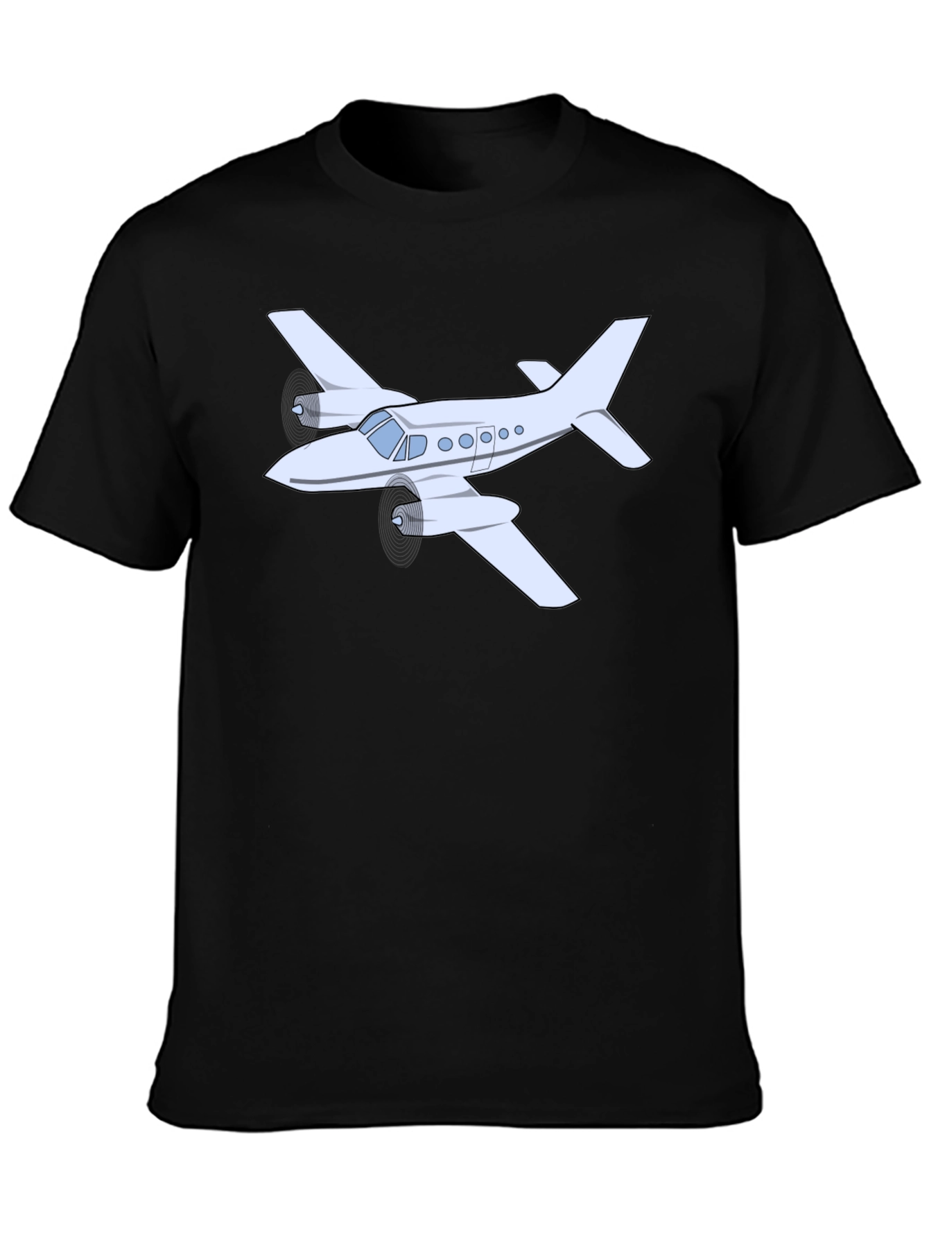 Black Airplane Graphic T-Shirt - Black Crew Neck Tee view 3