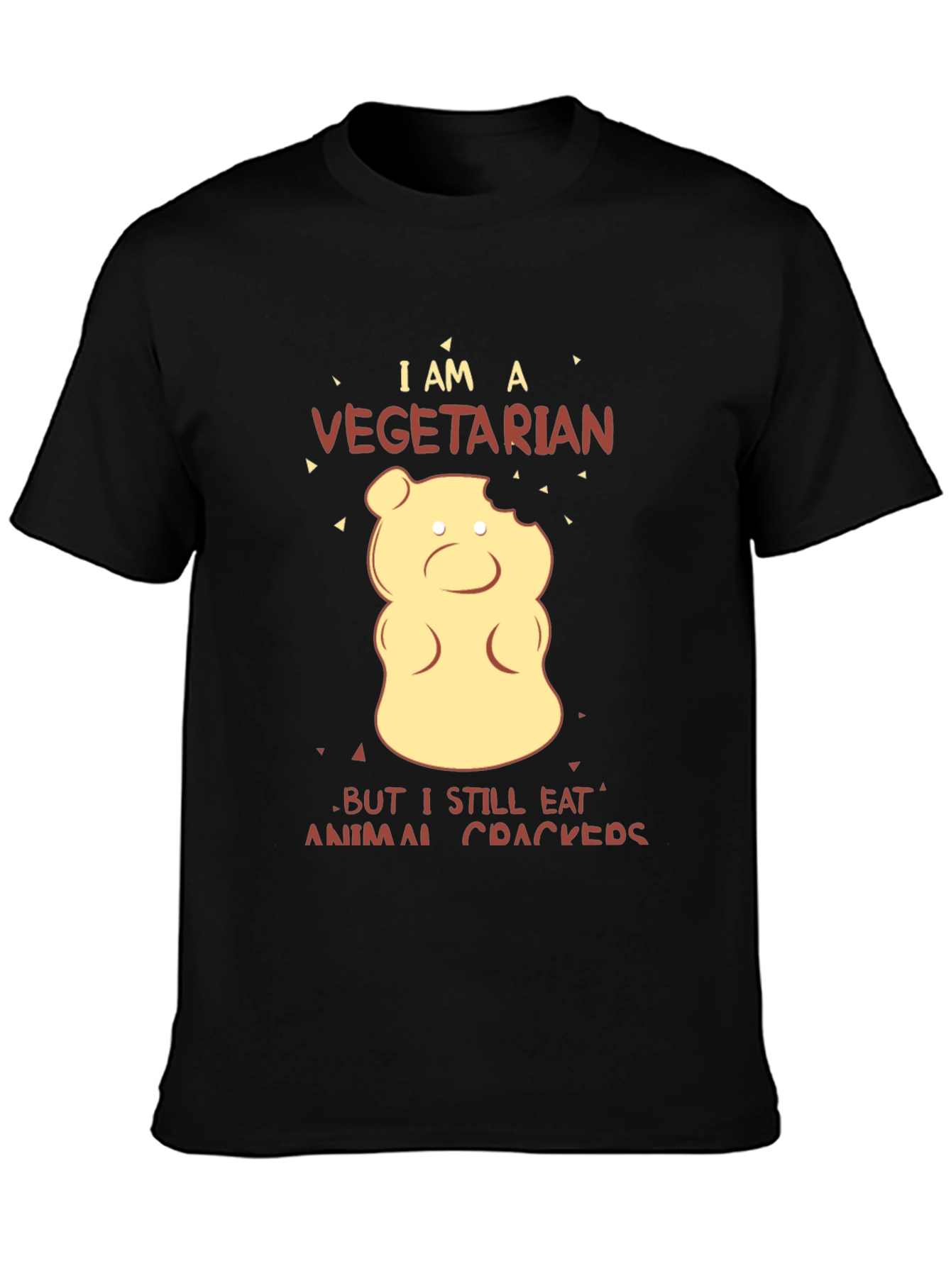 Black Vegetarian Animal Cracker T-Shirt view 3