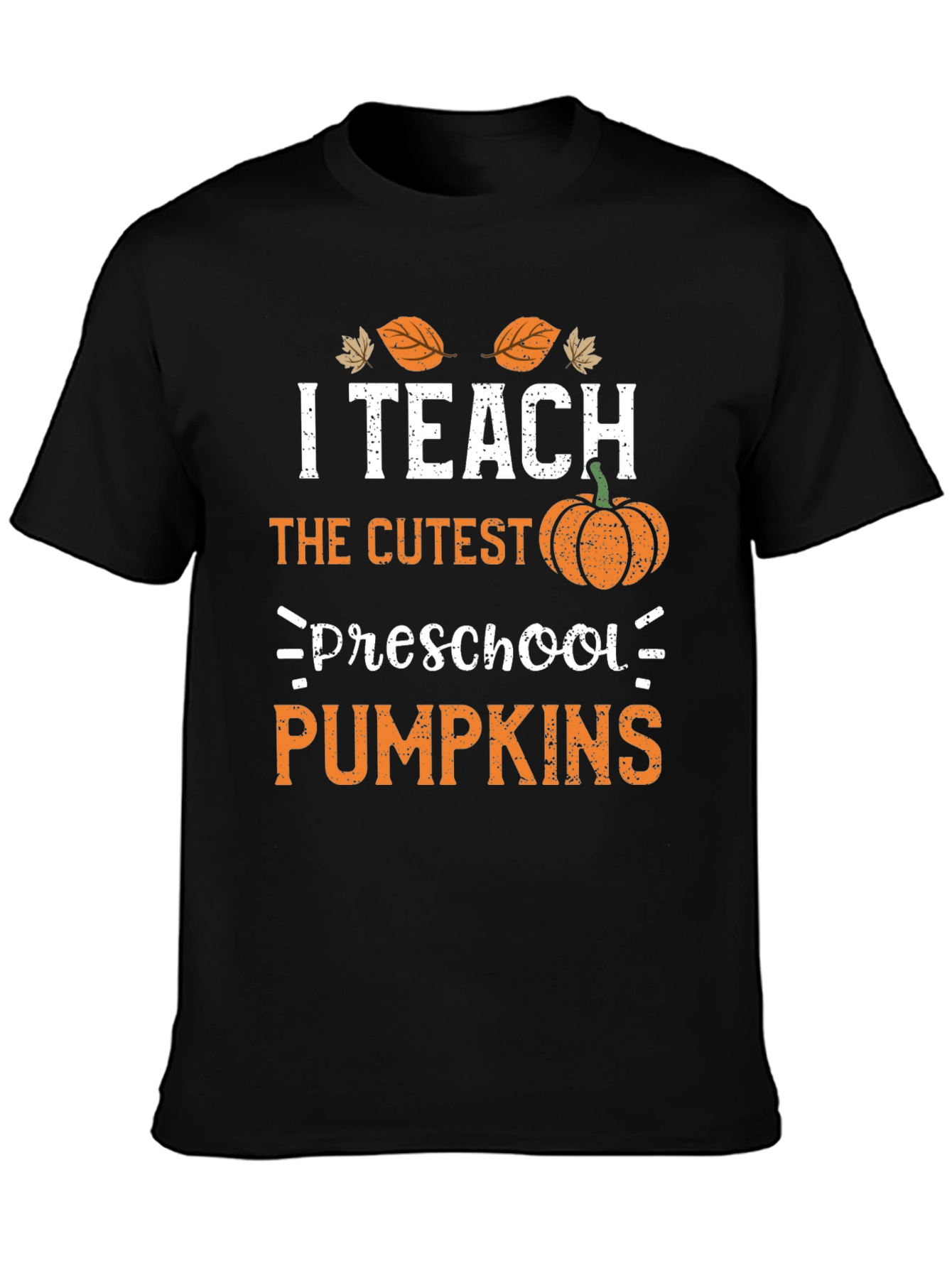 Black I Teach Preschool Pumpkins Teacher T-Shirt view 3