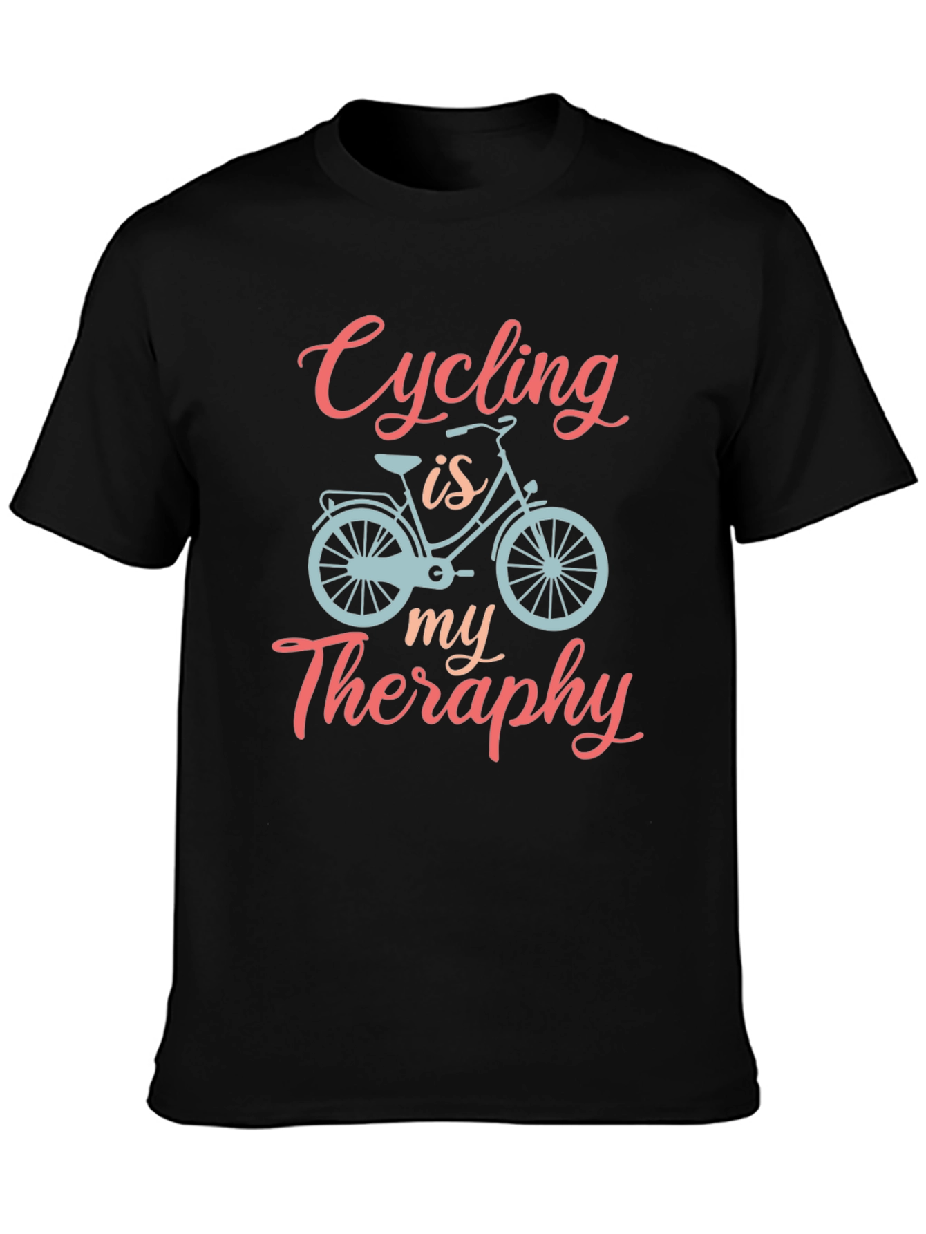 Black Cycling is my Therapy T-Shirt view 3