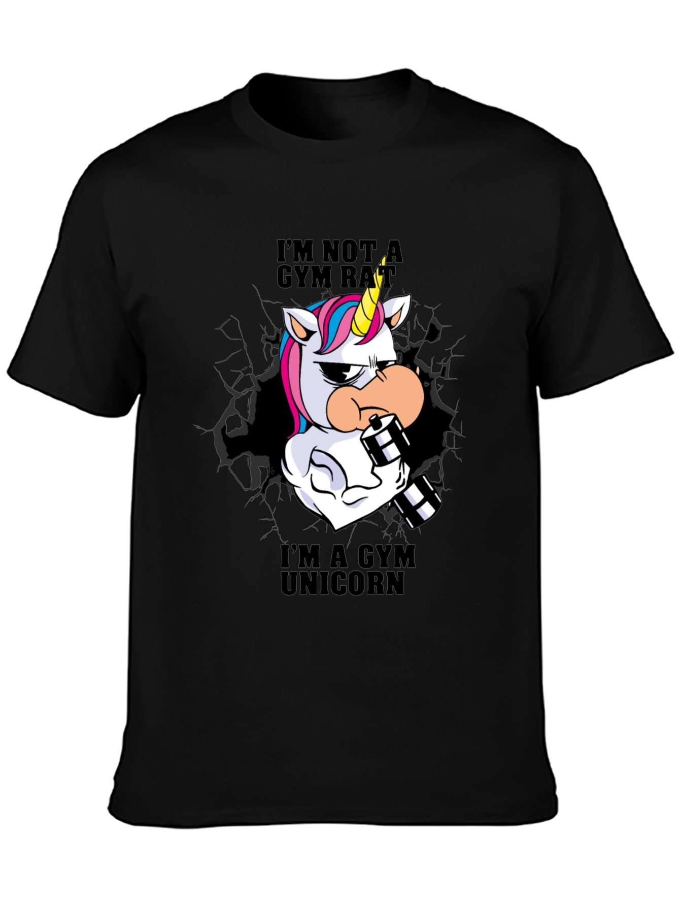 Black Gym Unicorn T-Shirt - Workout Apparel view 3