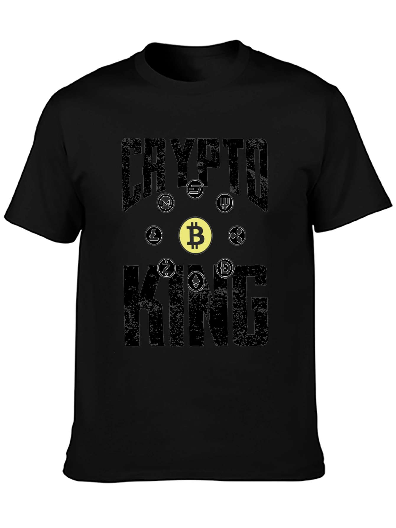 Black Crypto King Graphic Tee - Bitcoin & Altcoins view 3