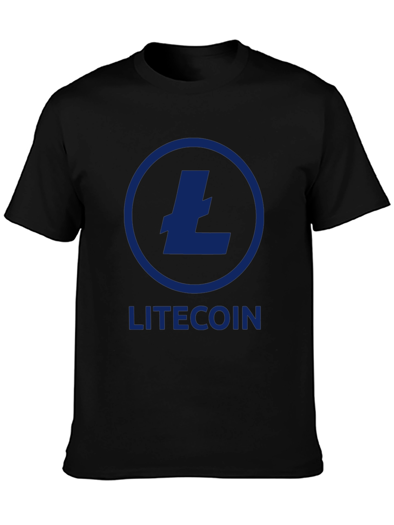 Black Litecoin Crypto T-Shirt - Black, Round Neck, Short Sleeve view 3
