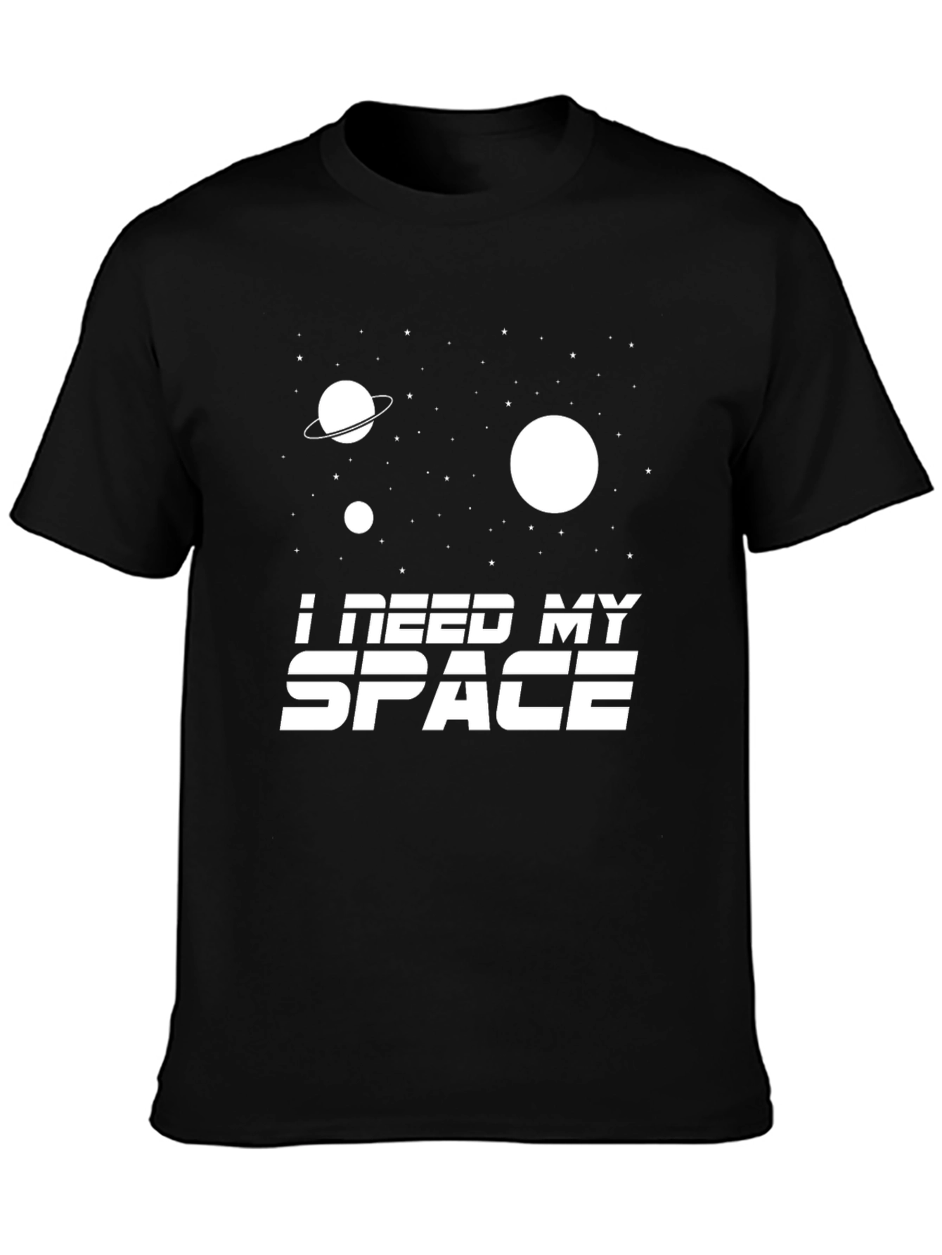 Black I Need My Space Graphic T-Shirt - Black Cotton Tee view 3