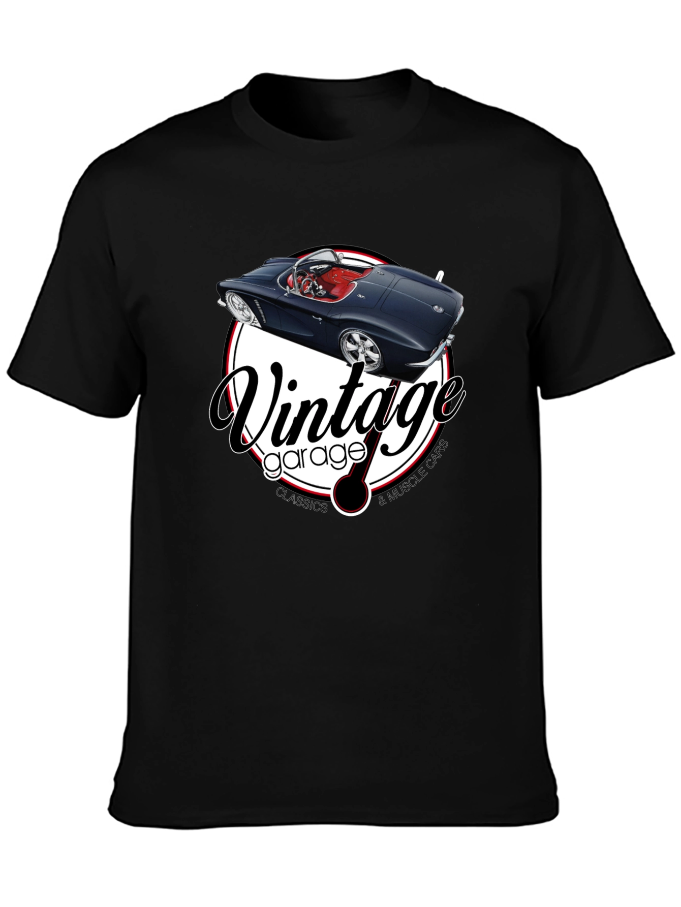 Black Vintage Garage Muscle Car T-Shirt view 3