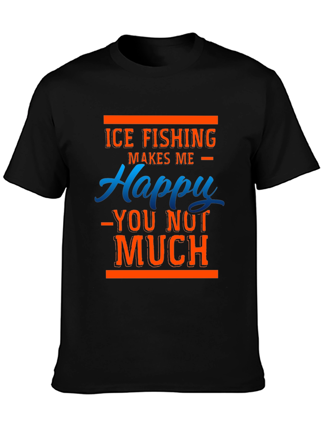 Black Ice Fishing Makes Me Happy T-Shirt view 3