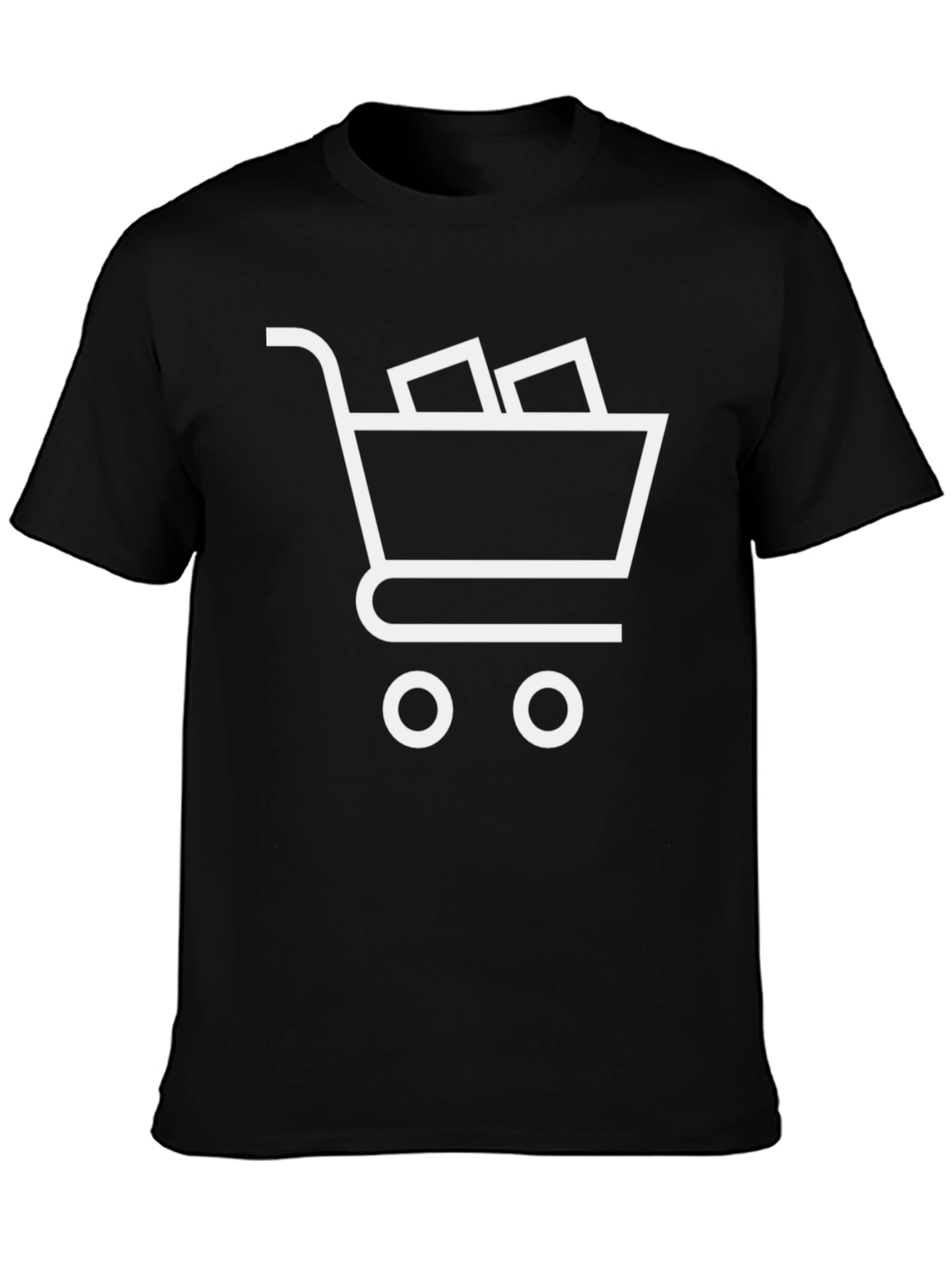 Black Shopping Cart Graphic T-Shirt - Modern Black Tee view 3