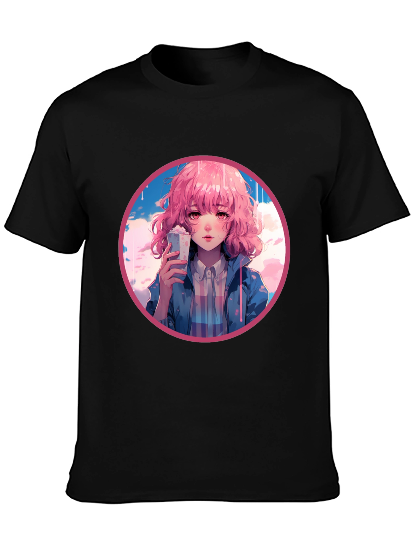 Black Anime Girl Graphic Tee - Stylish and Unique Design view 3