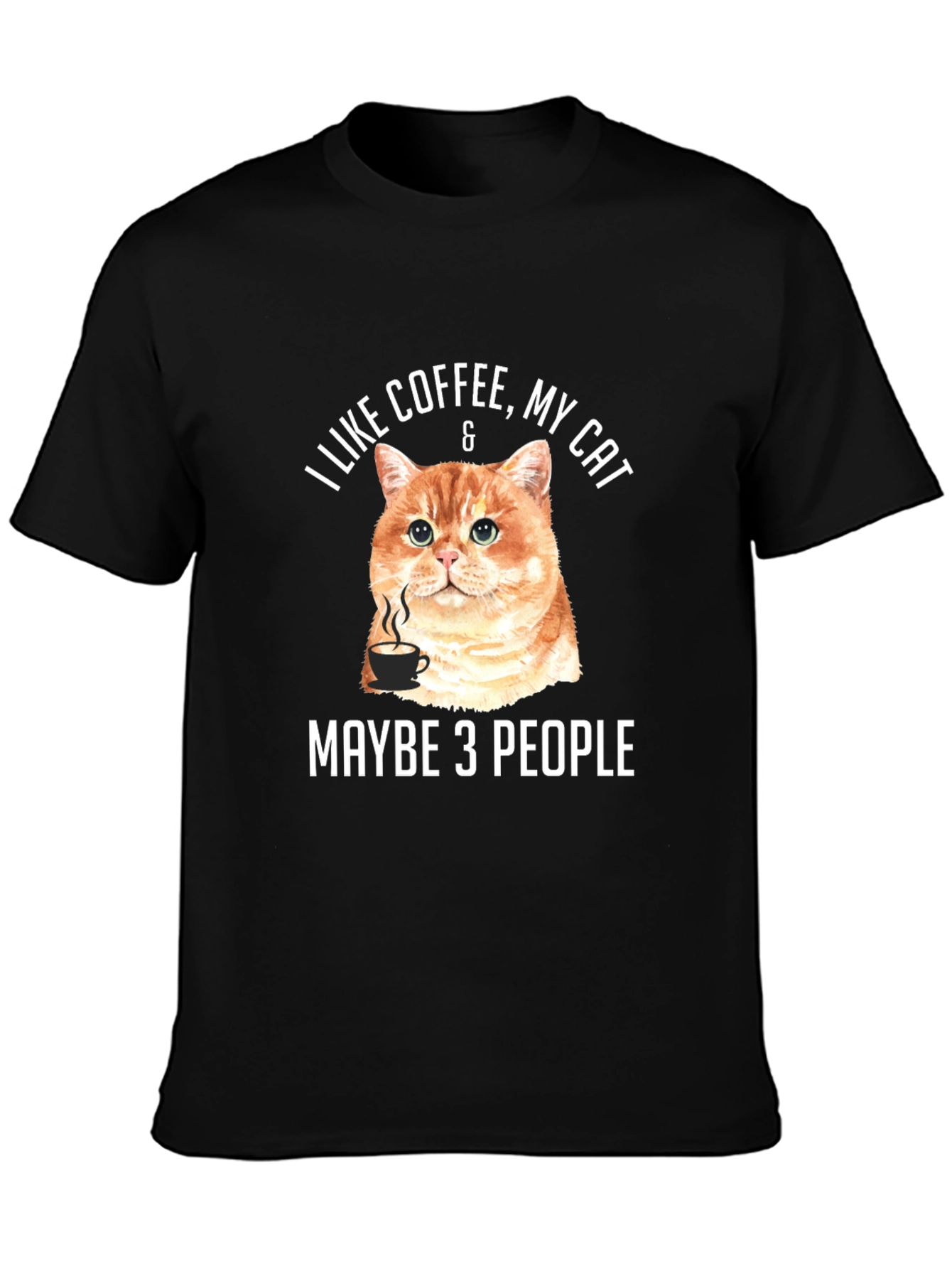 Black Coffee & Cat Lover Graphic Tee - "Maybe 3 People" view 3