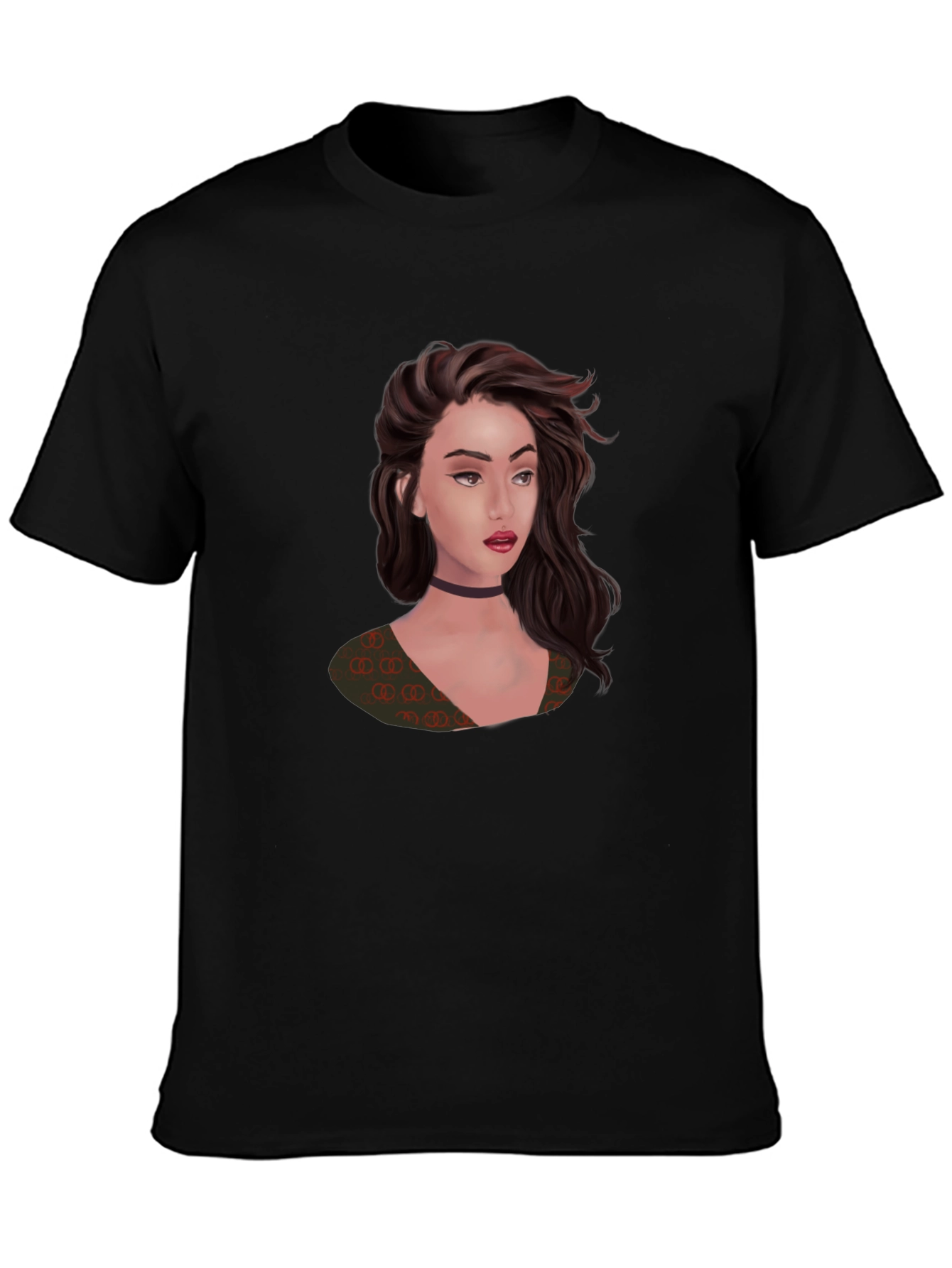 Black Stylish Black T-Shirt with Portrait Graphic view 3