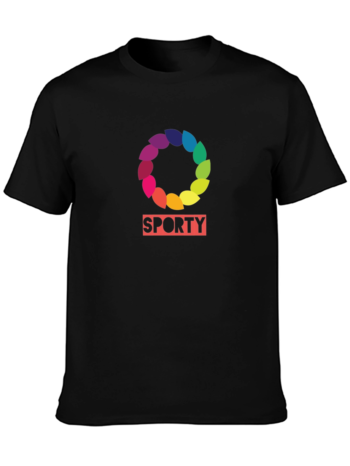 Black Sporty Rainbow Wreath T-Shirt view 3
