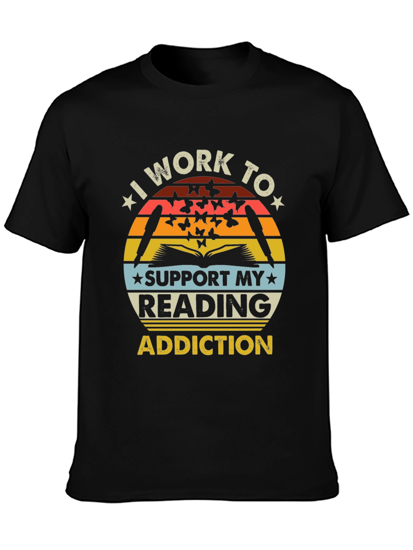 Black Reading Addiction T-Shirt - Book Lover Tee view 3
