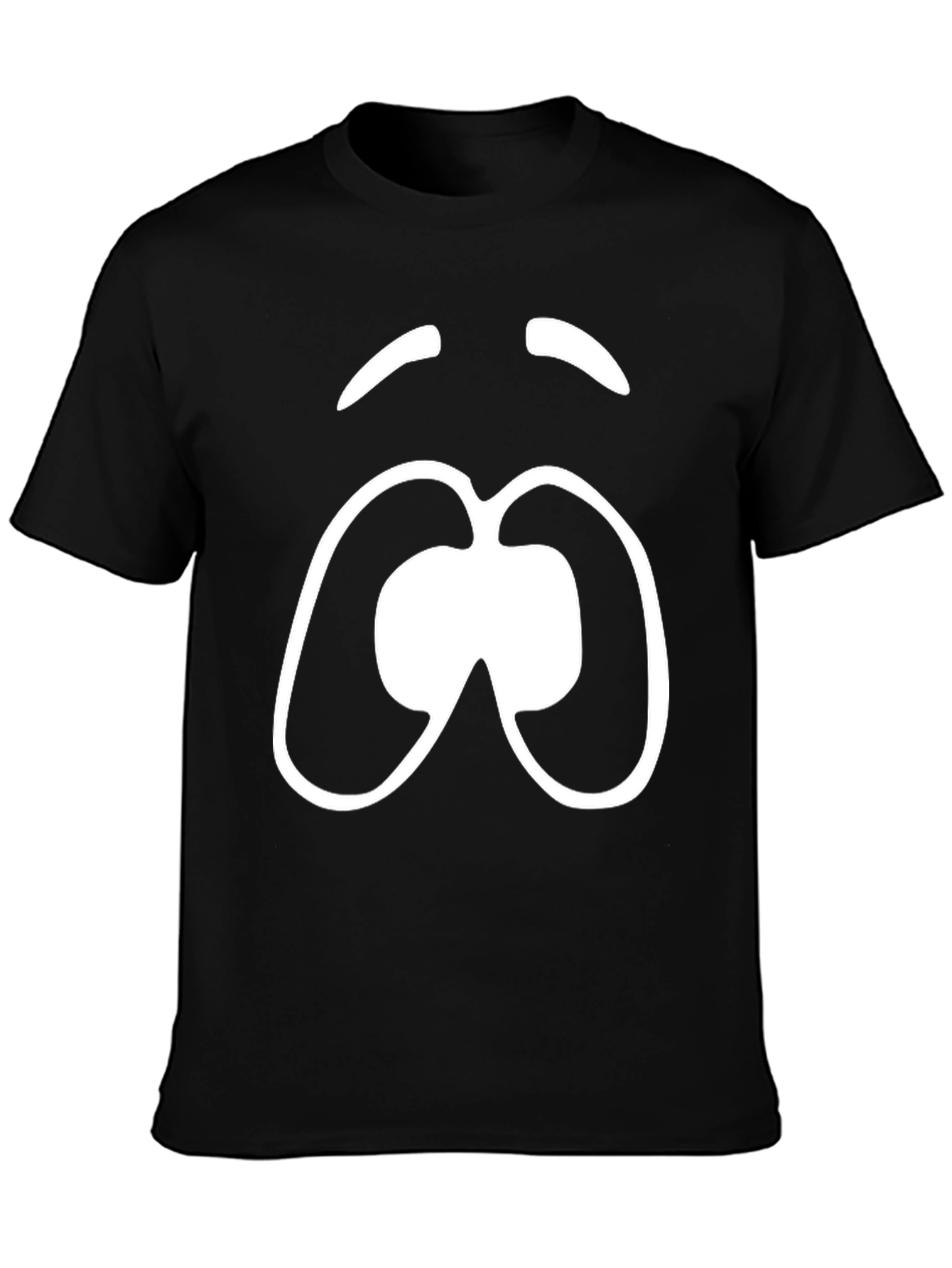 Black Funny Cartoon Face Black T-Shirt view 3