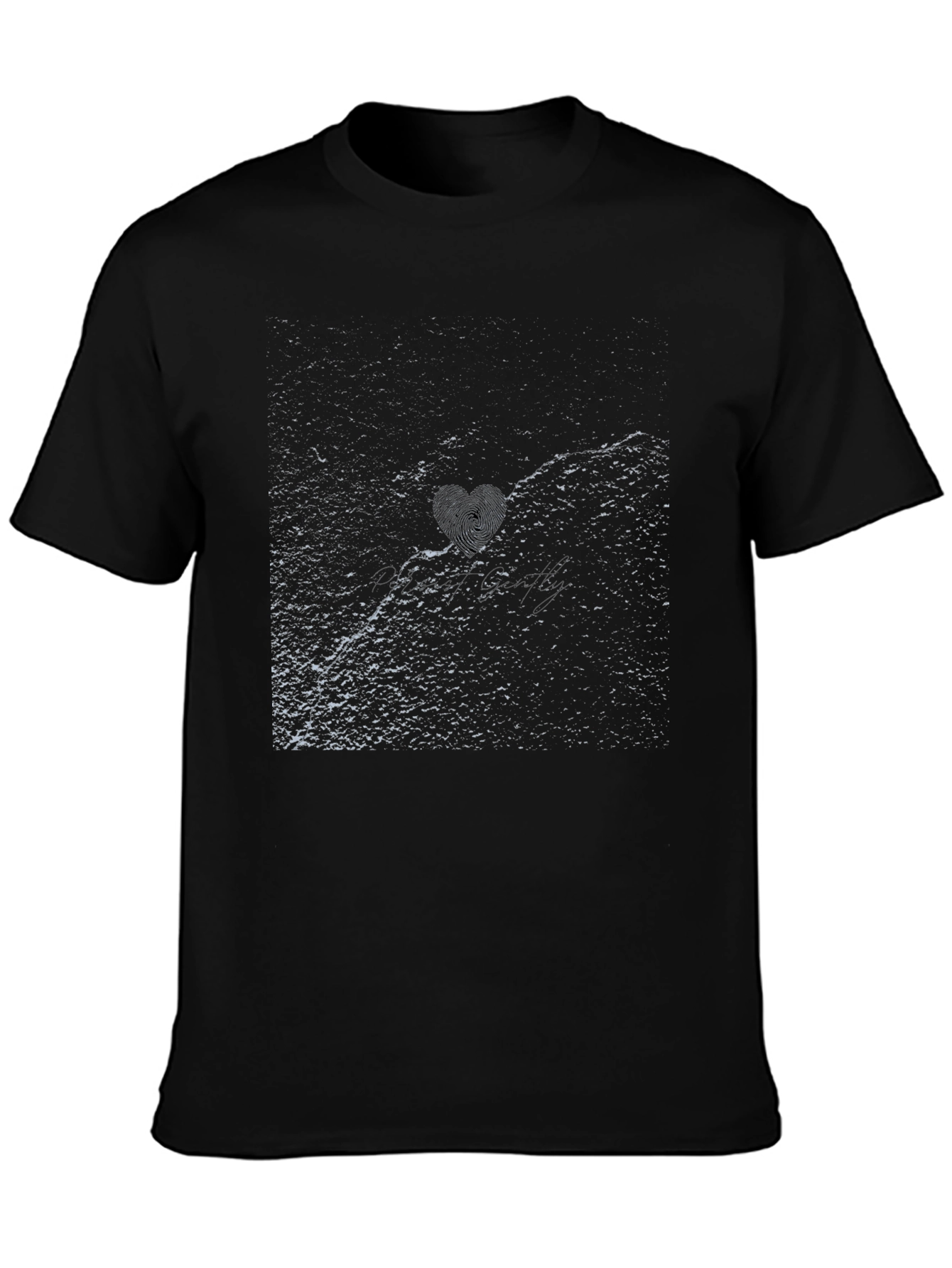 Black Abstract Texture Black T-Shirt view 3