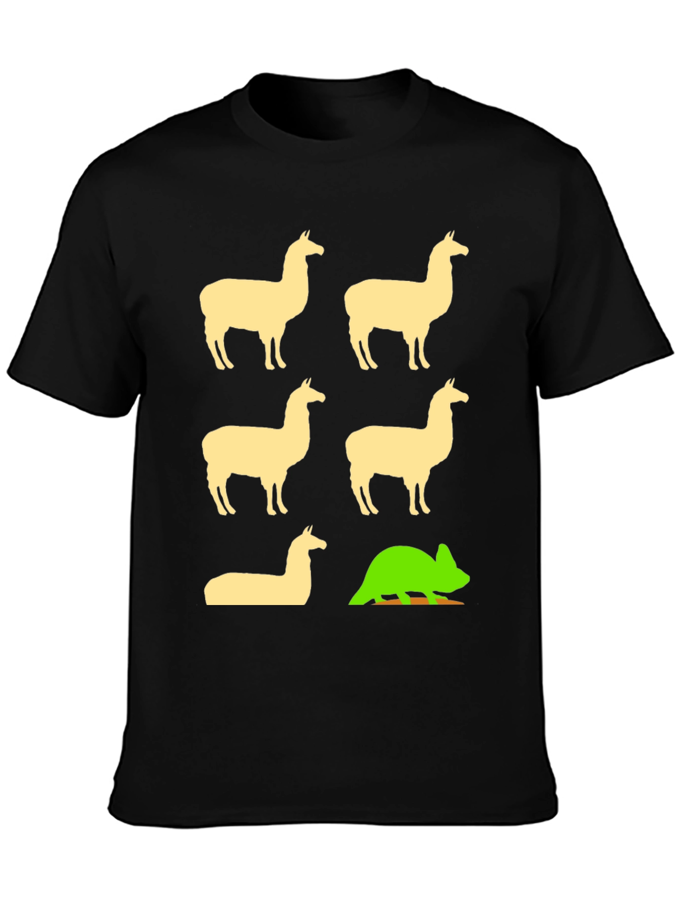 Black Llama & Chameleon Graphic Tee - Black Cotton T-Shirt view 3