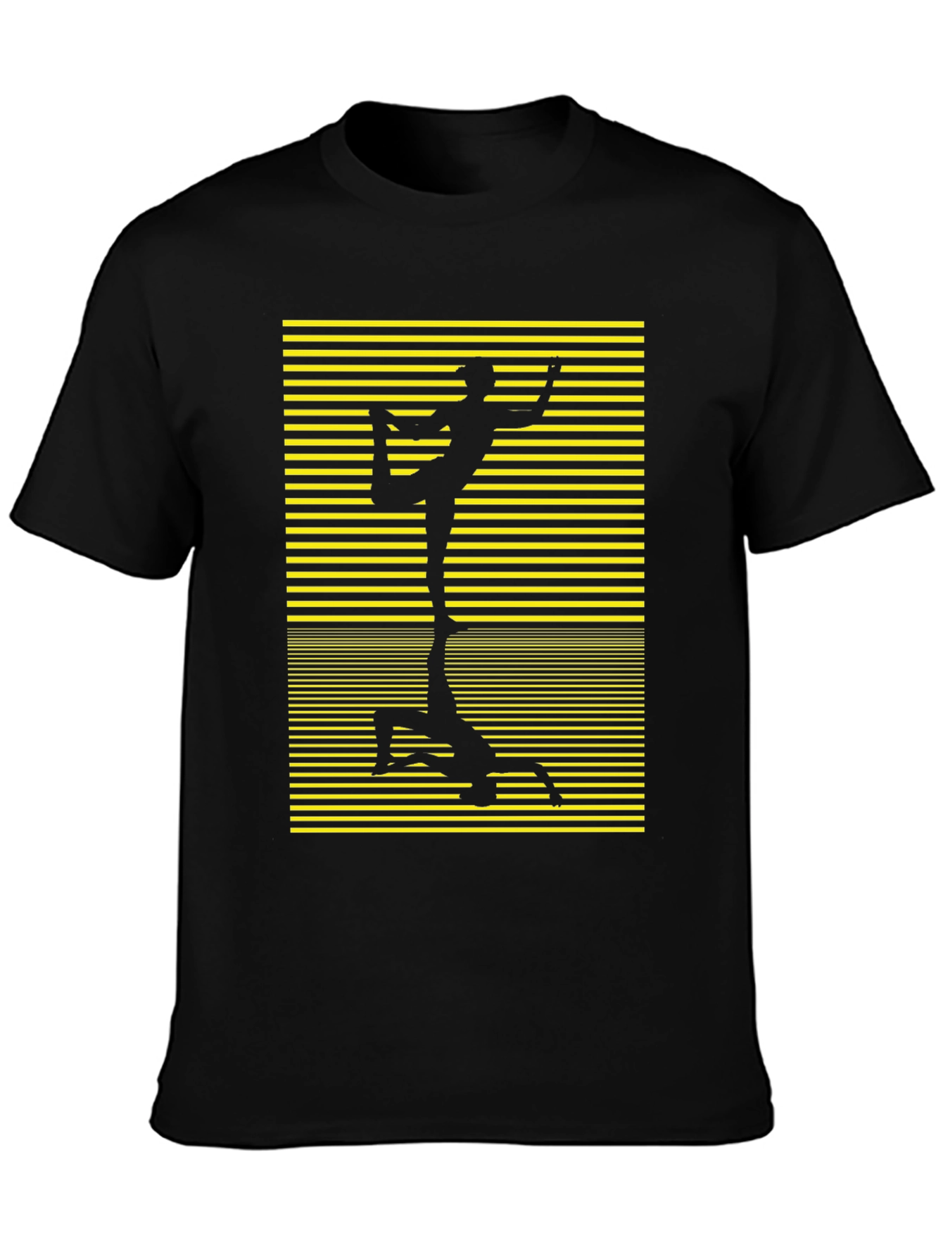 Black Yoga Silhouette Graphic Tee - Black Cotton Blend view 3