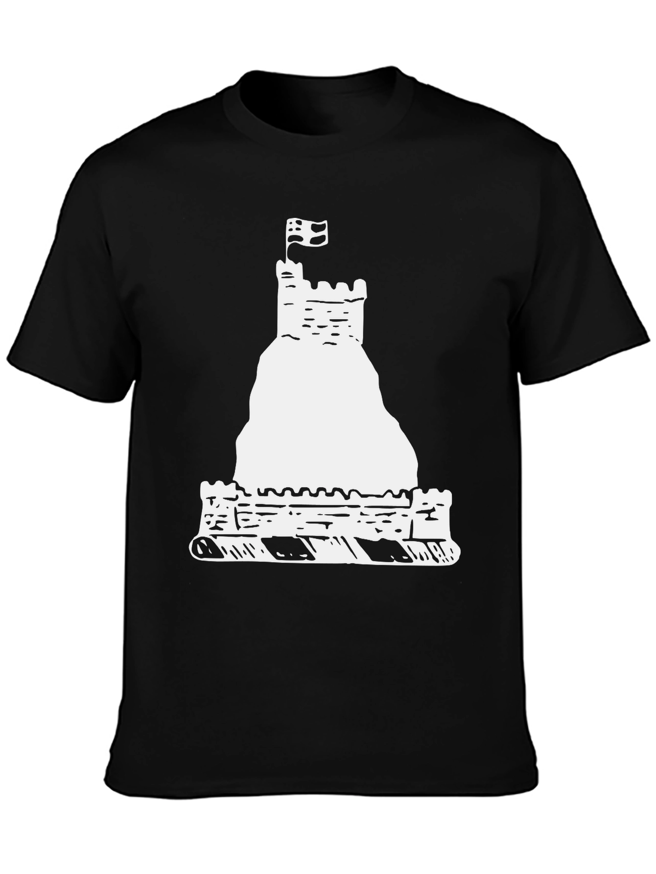 Black Castle T-Shirt, Unique Graphic Tee view 3
