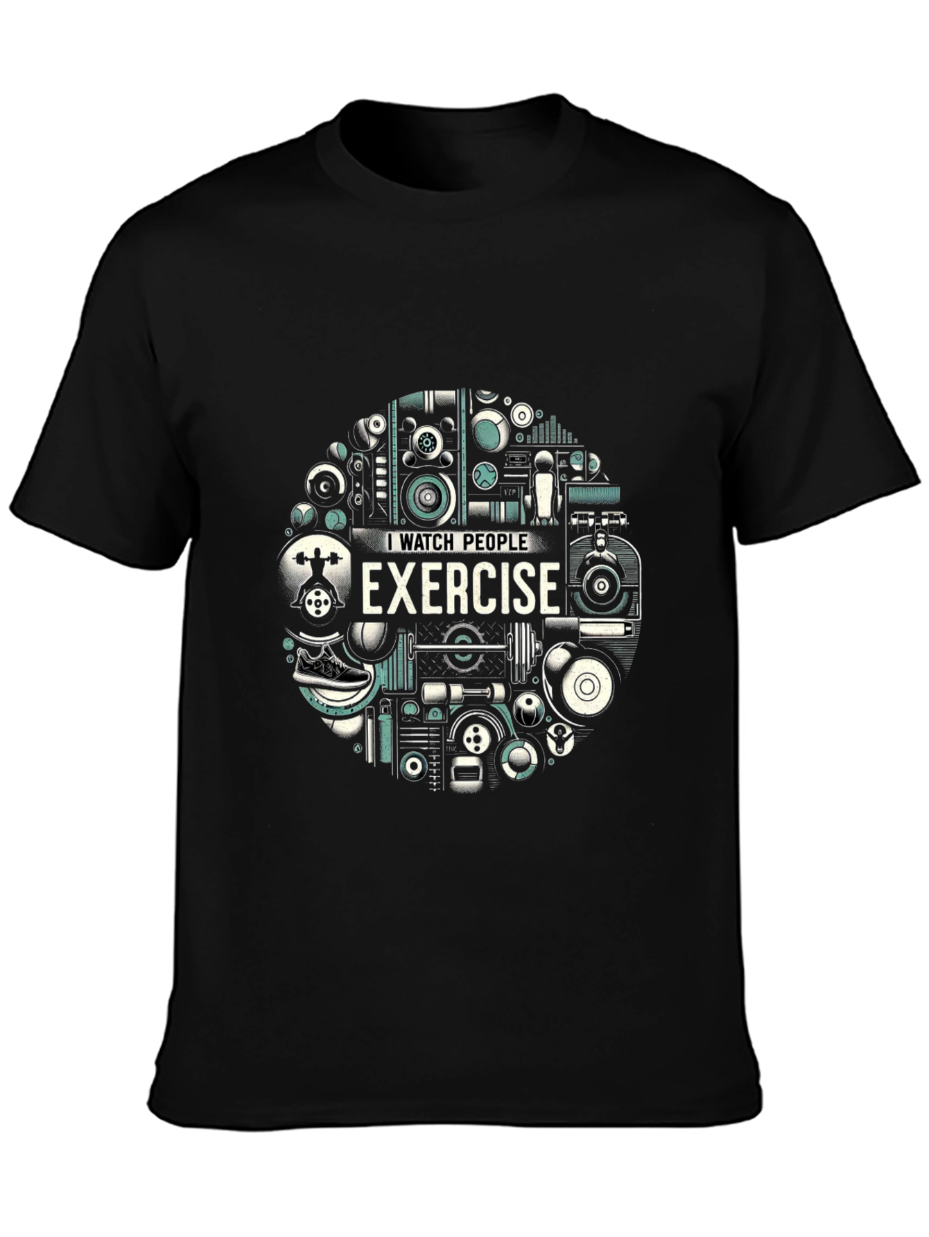 Black Funny "I Watch People Exercise" Graphic Tee view 3
