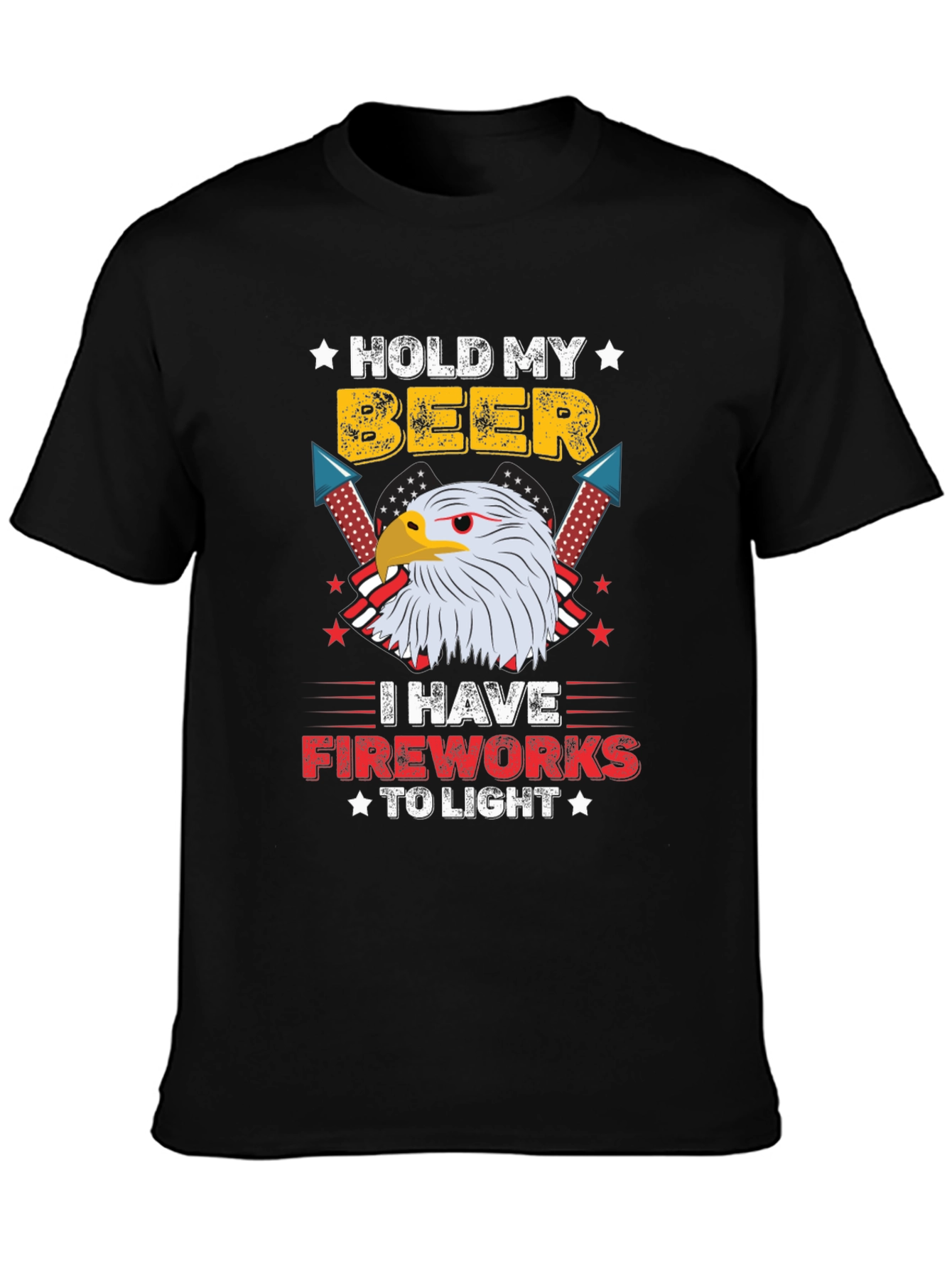 Black Hold My Beer I Have Fireworks To Light T-Shirt view 3
