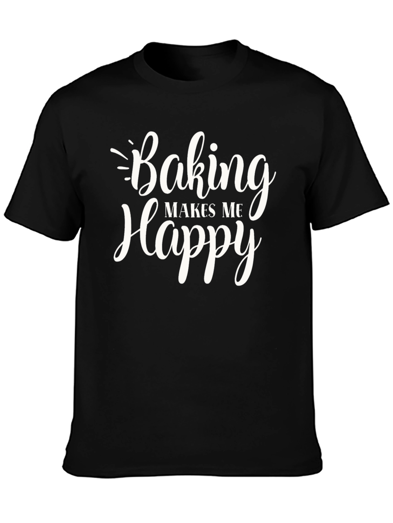 Black Baking Makes Me Happy Black T-Shirt view 3