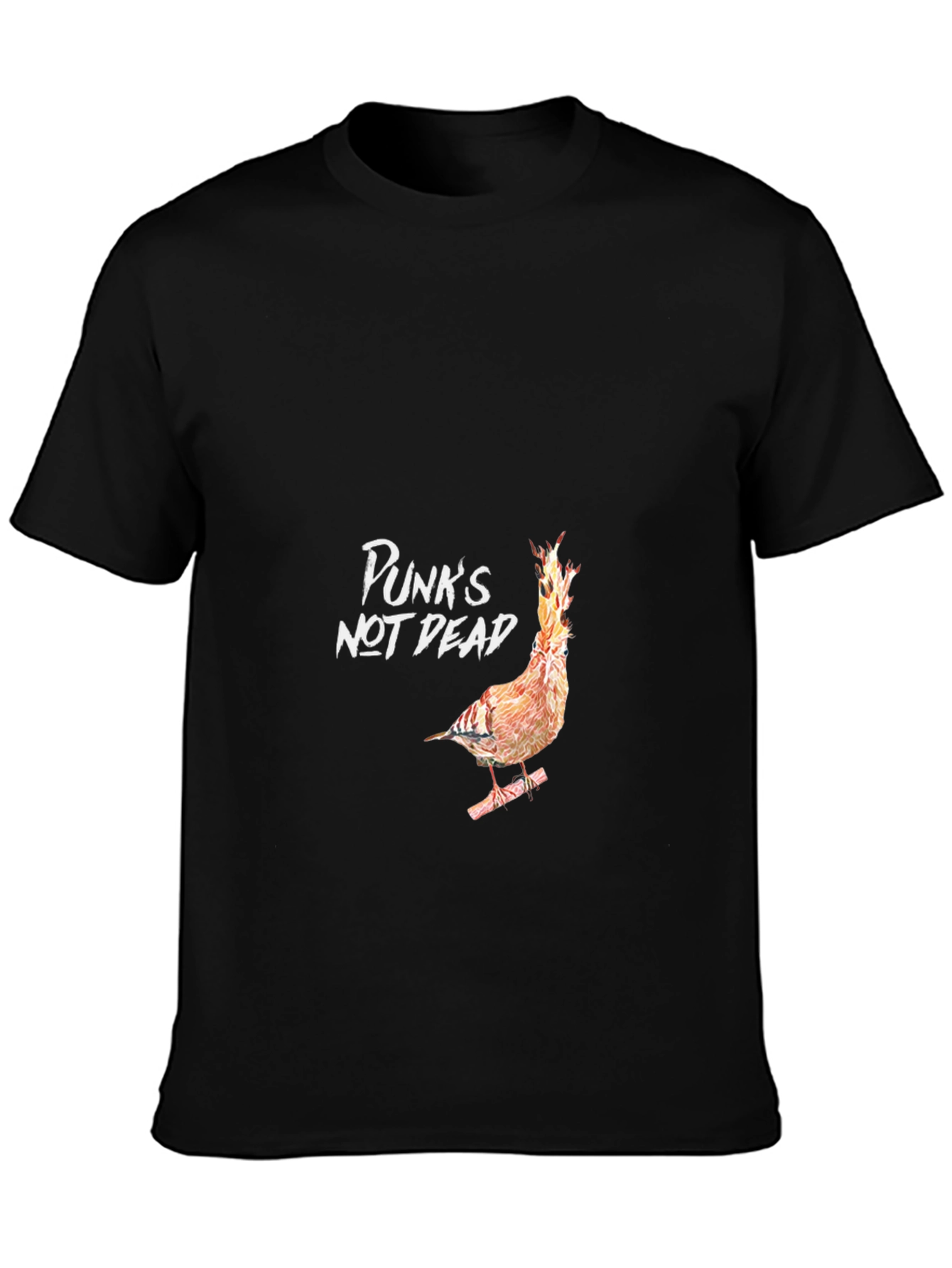 Black Punk's Not Dead T-Shirt - Bird on Fire Graphic Tee view 3