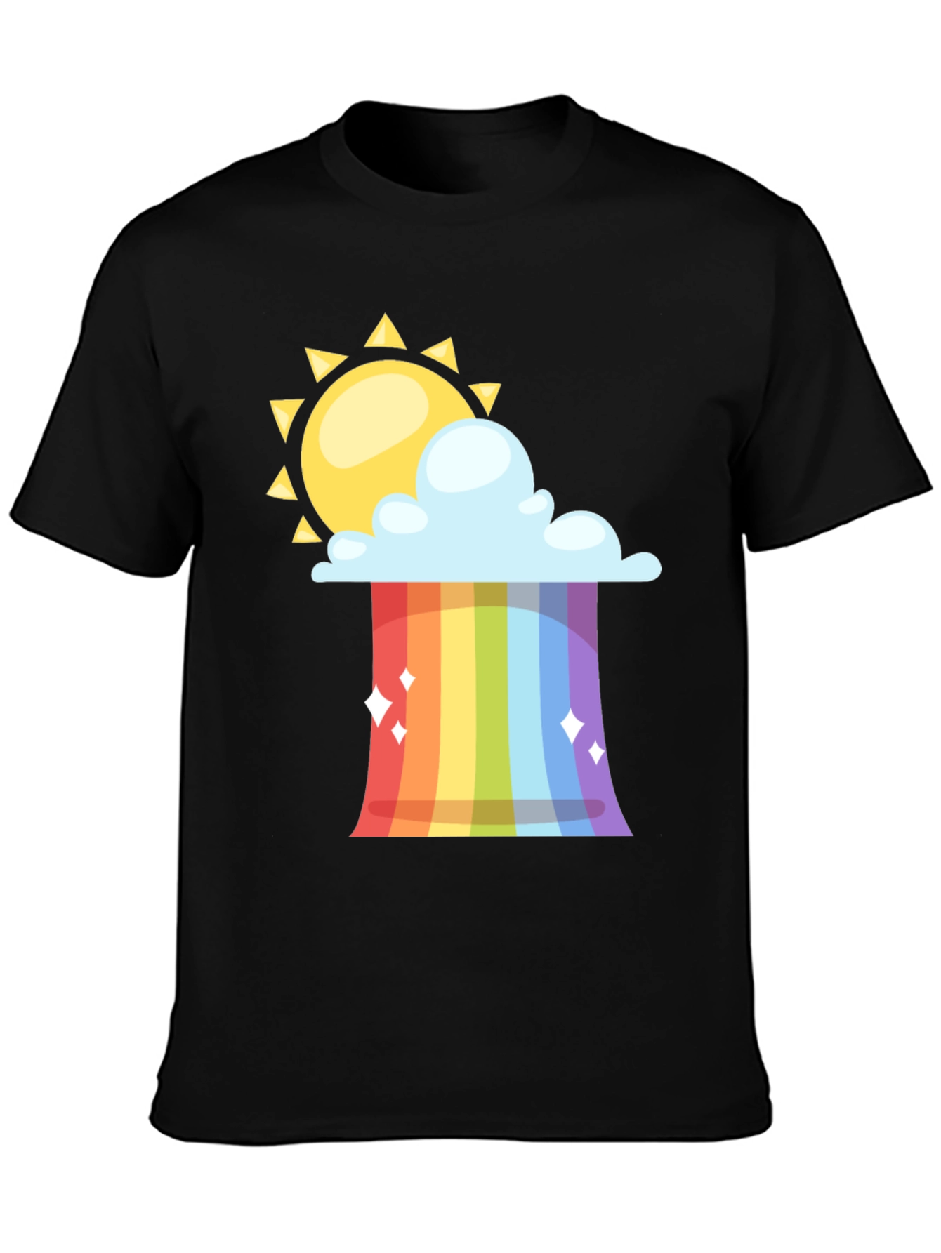 Black Rainbow Cloud & Sun Graphic Tee - Black view 3