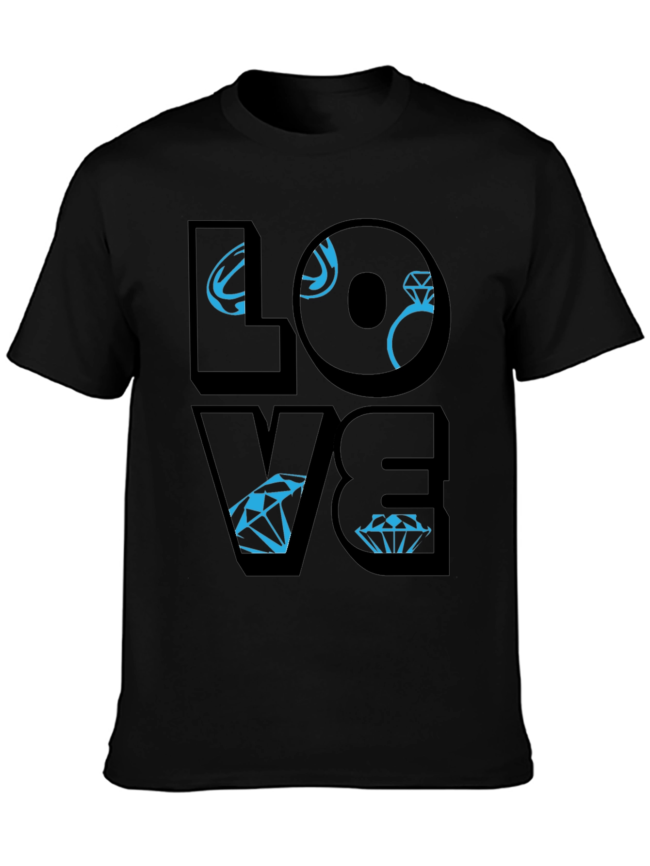 Black Love Diamond Graphic Tee - Stylish Unisex T-Shirt view 3