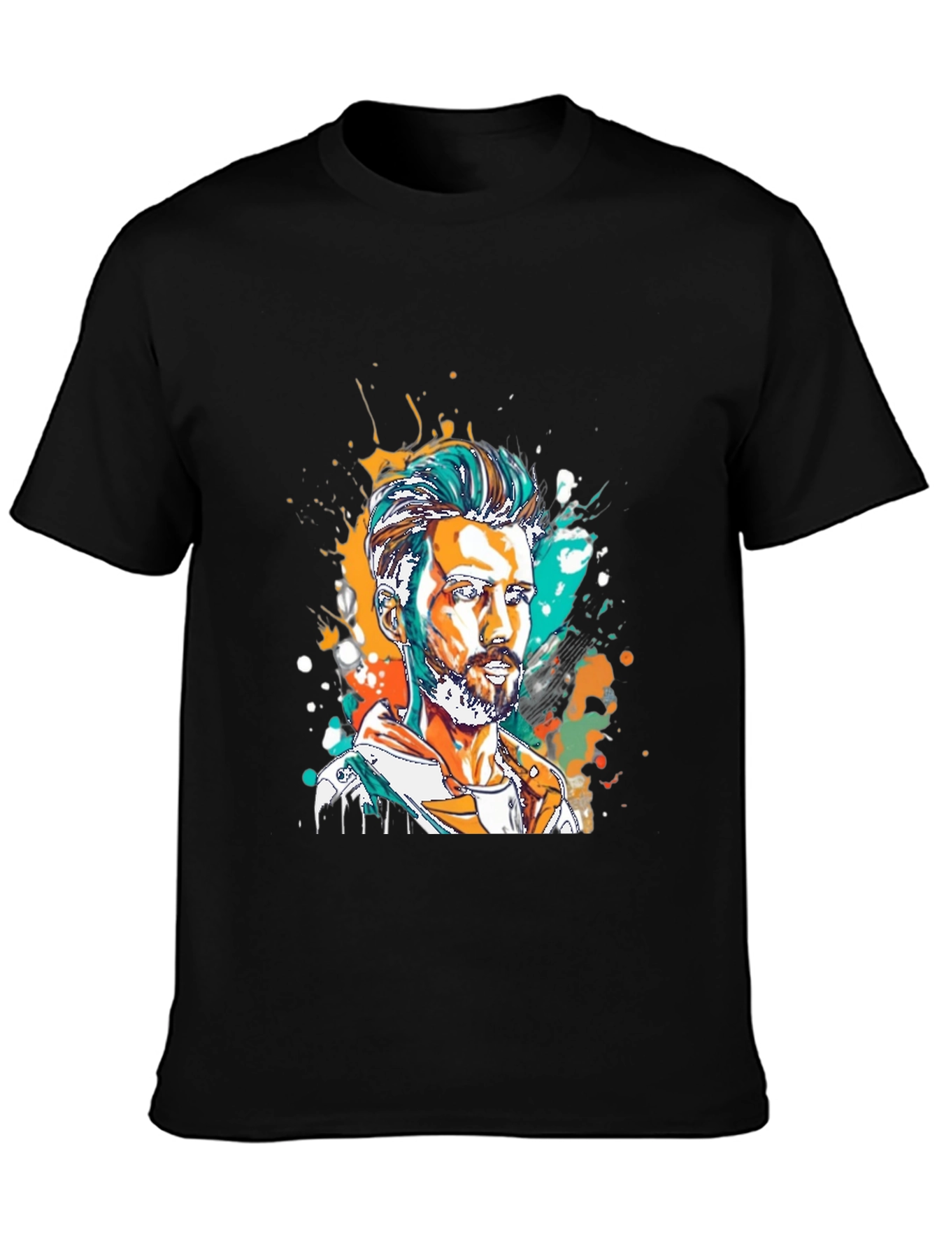 Black Artistic Man Portrait Graphic Tee view 3