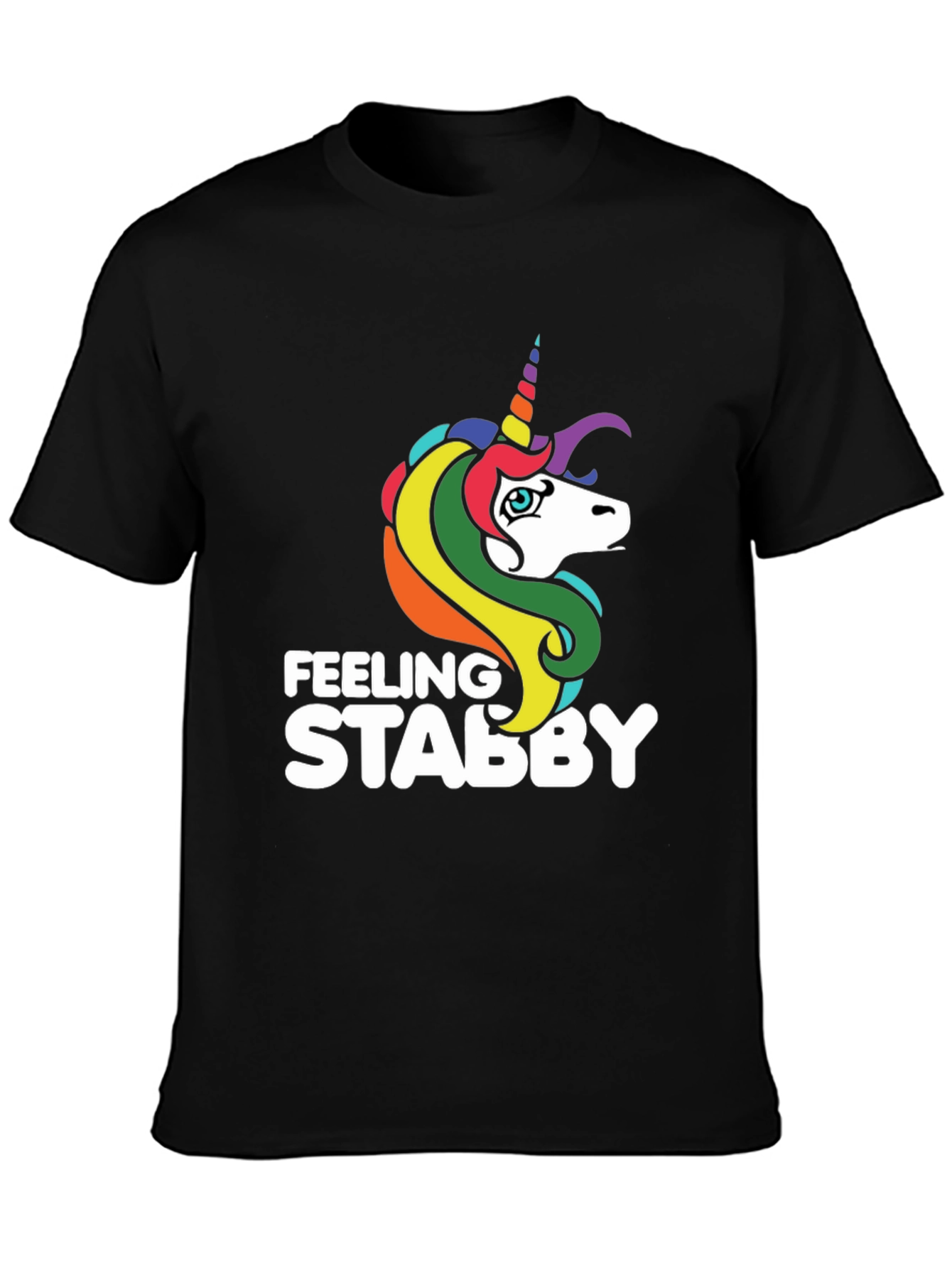 Black Feeling Stabby Unicorn Black T-Shirt view 3