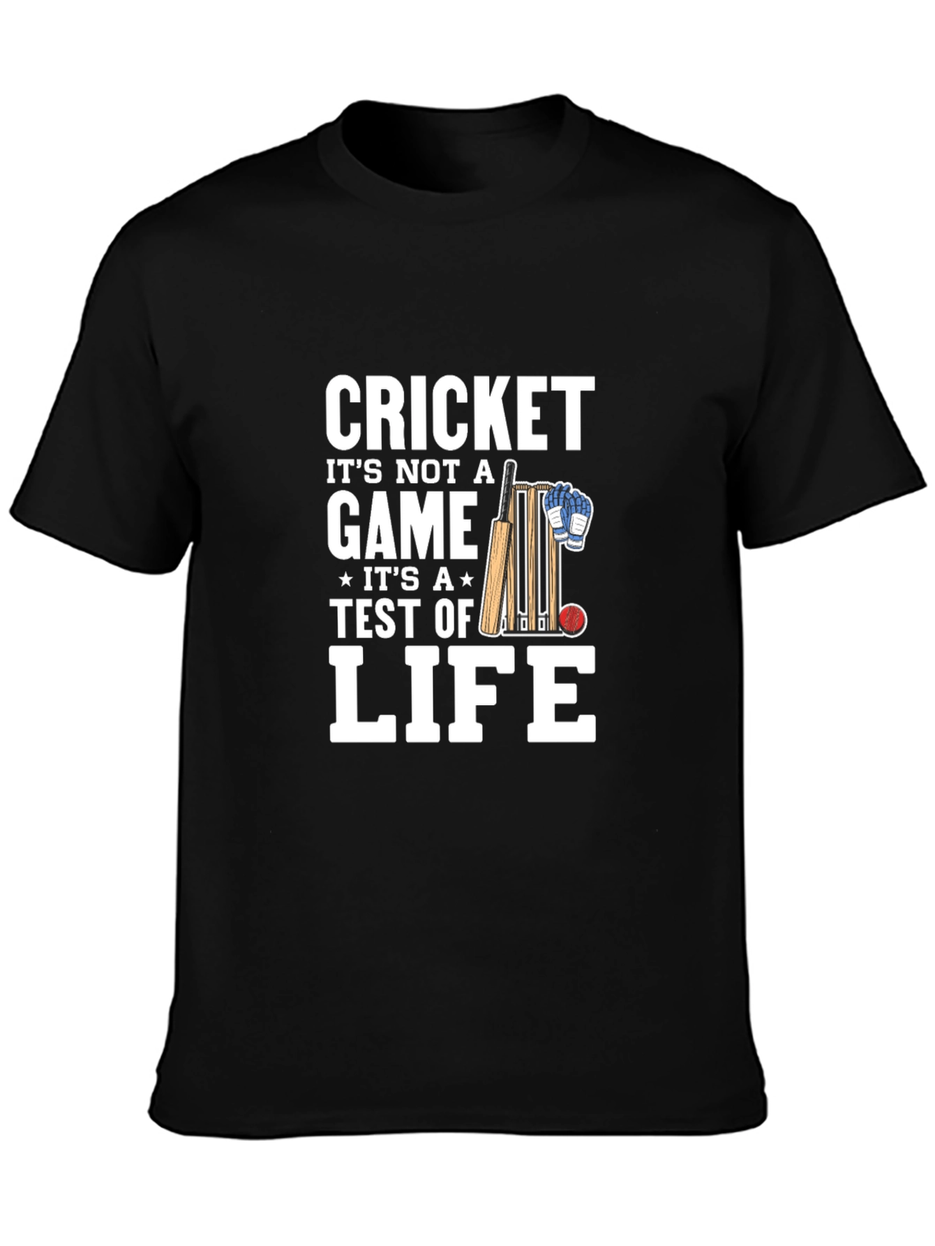 Black Cricket is Life Men's Black T-Shirt view 3