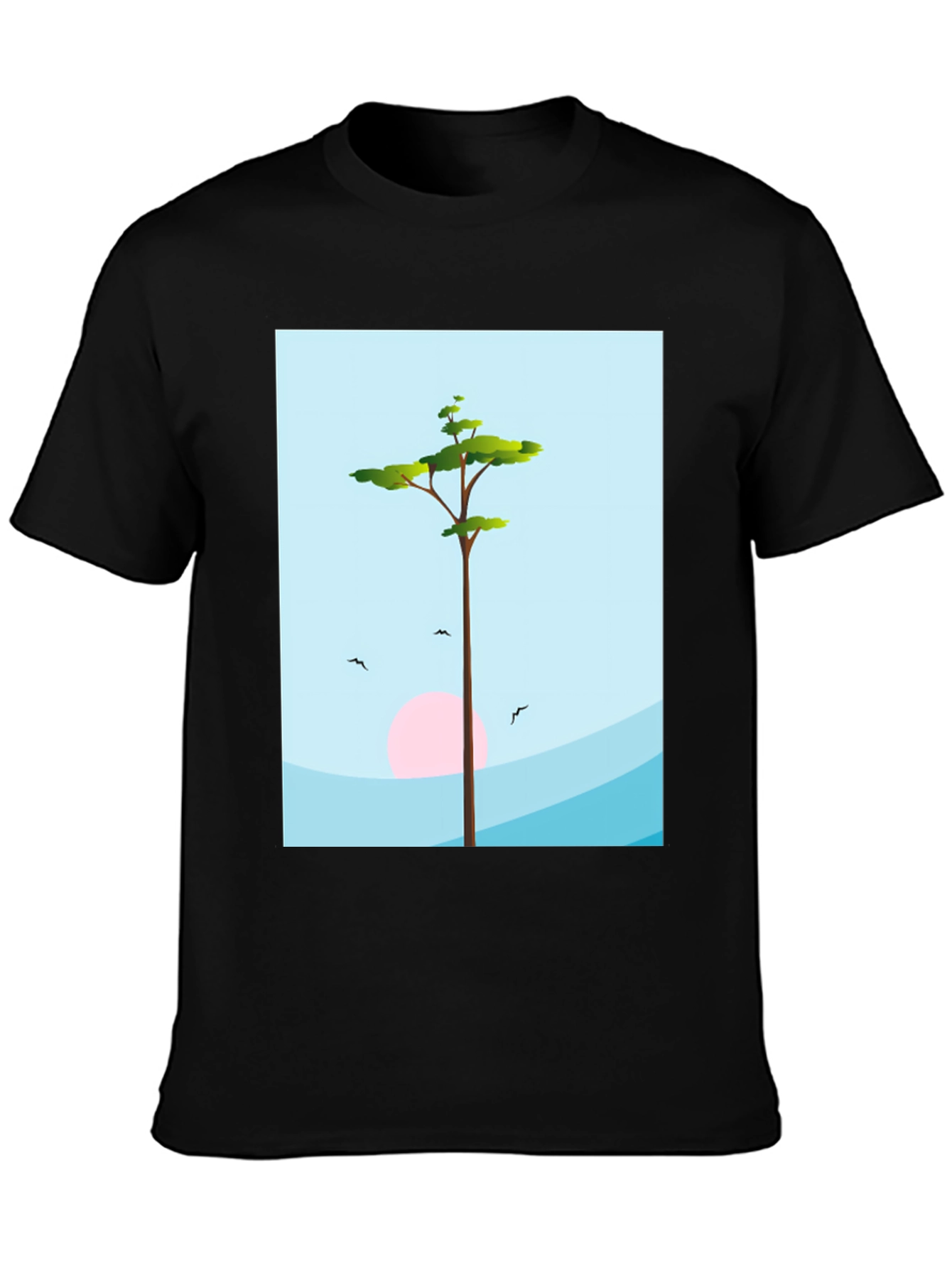 Black Nature Scene Graphic Tee - Black view 3