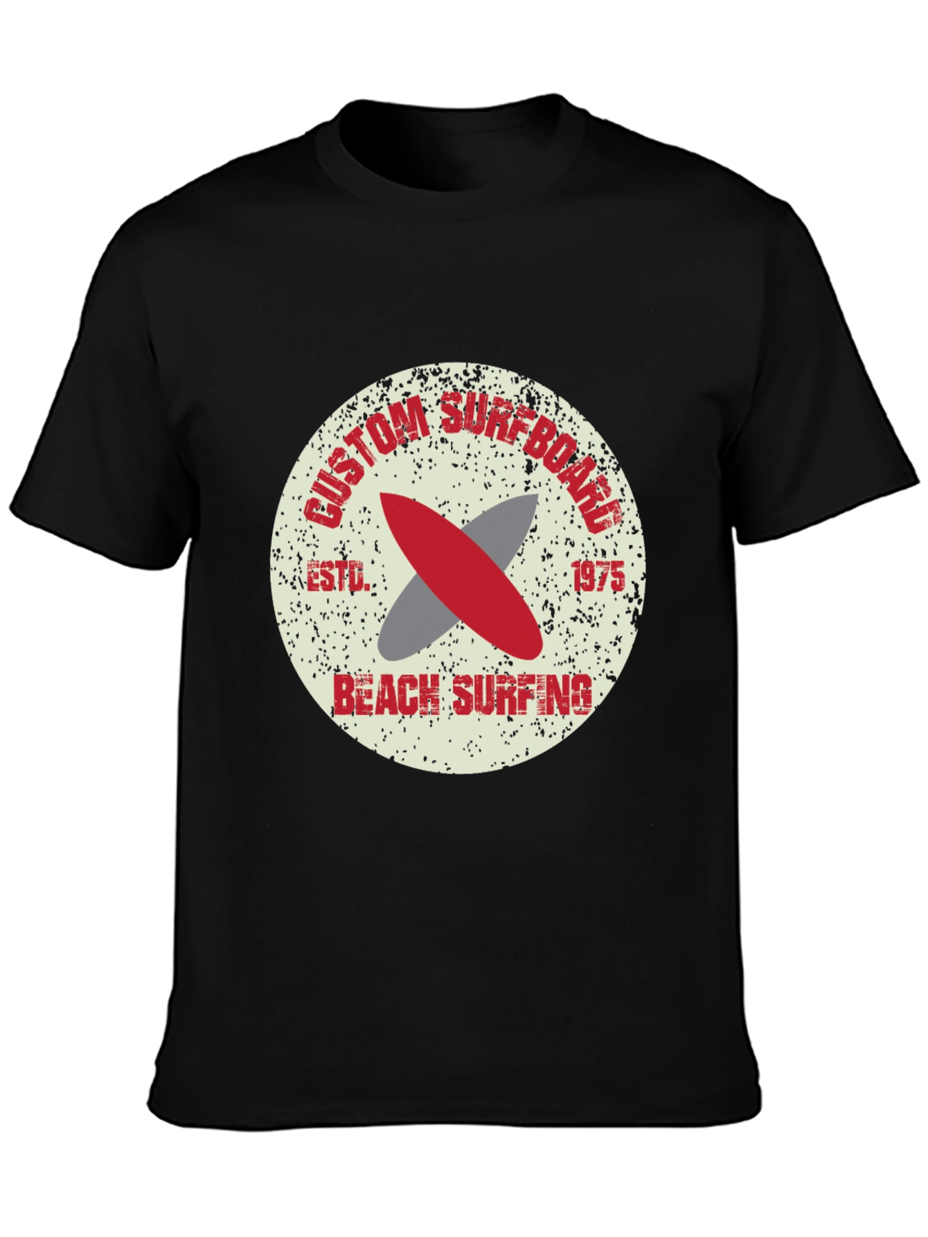Black Custom Surfboard Beach Surfing Graphic T-Shirt view 3