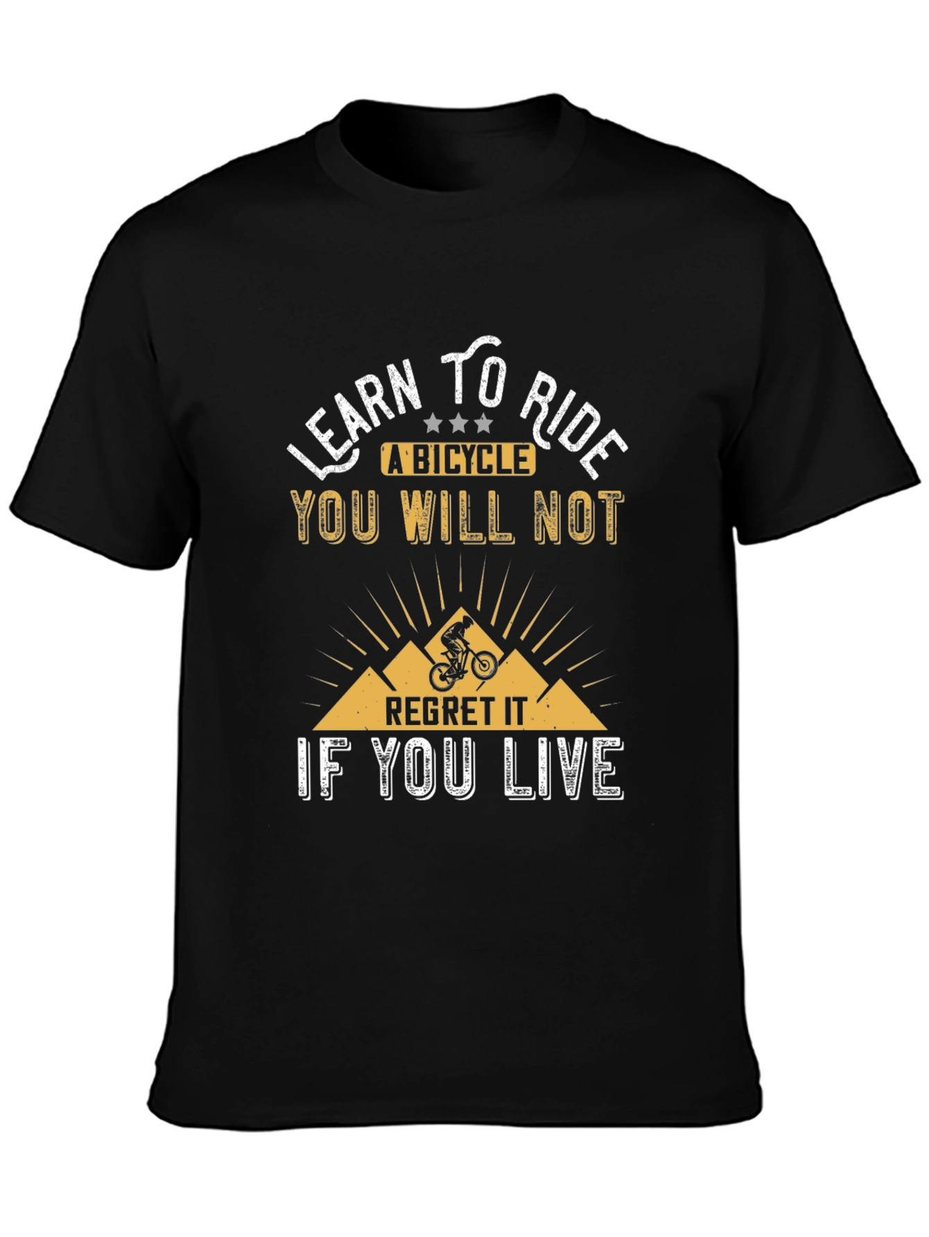 Black Learn To Ride a Bicycle Graphic T-Shirt view 3