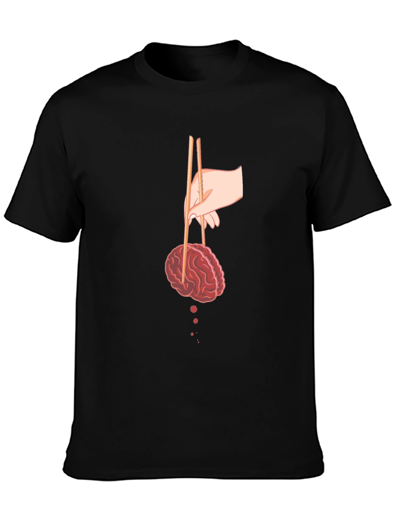 Black Brain Chopsticks Graphic Tee - Quirky and Unique view 3