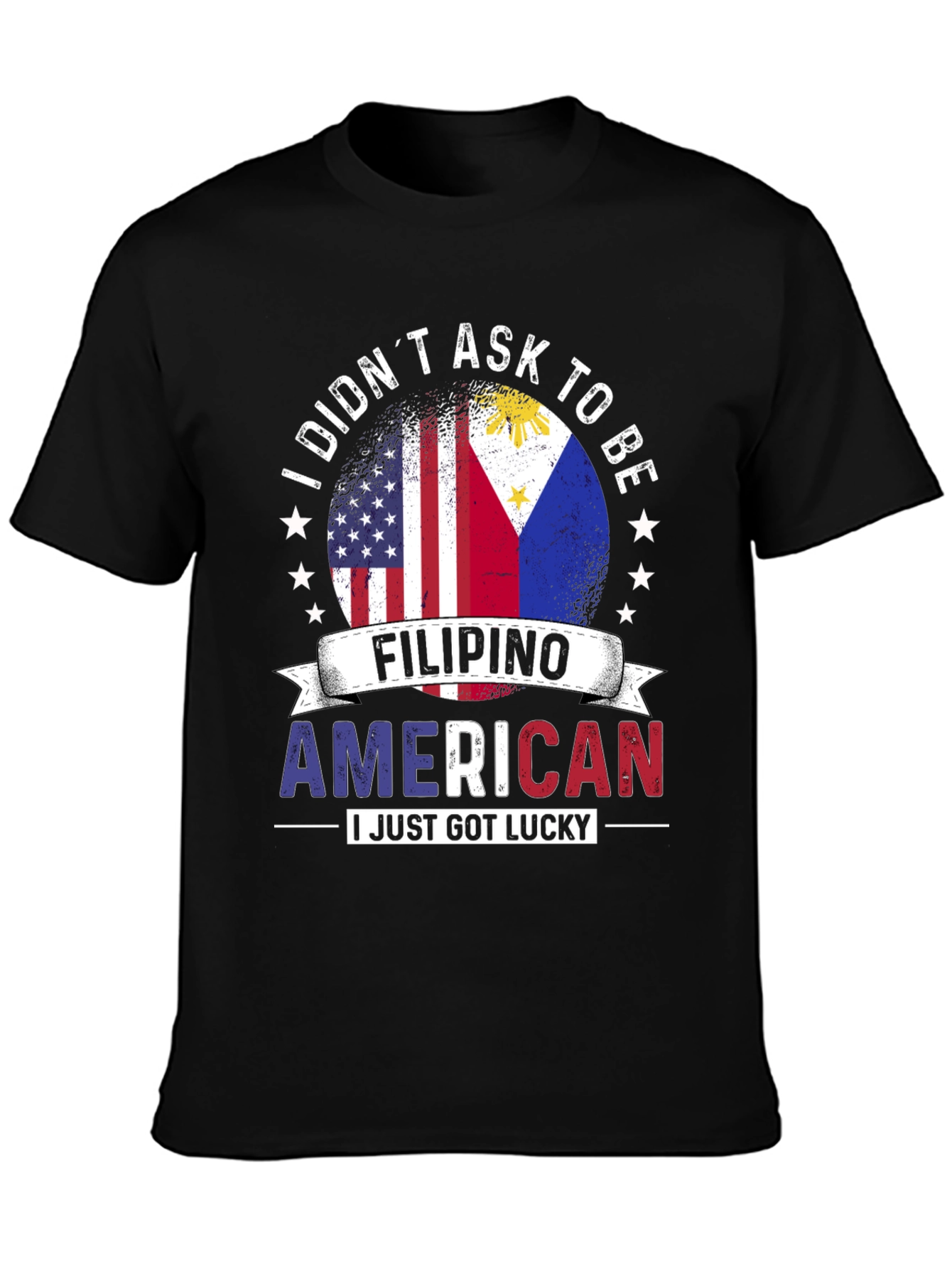 Black Filipino American Lucky T-Shirt view 3