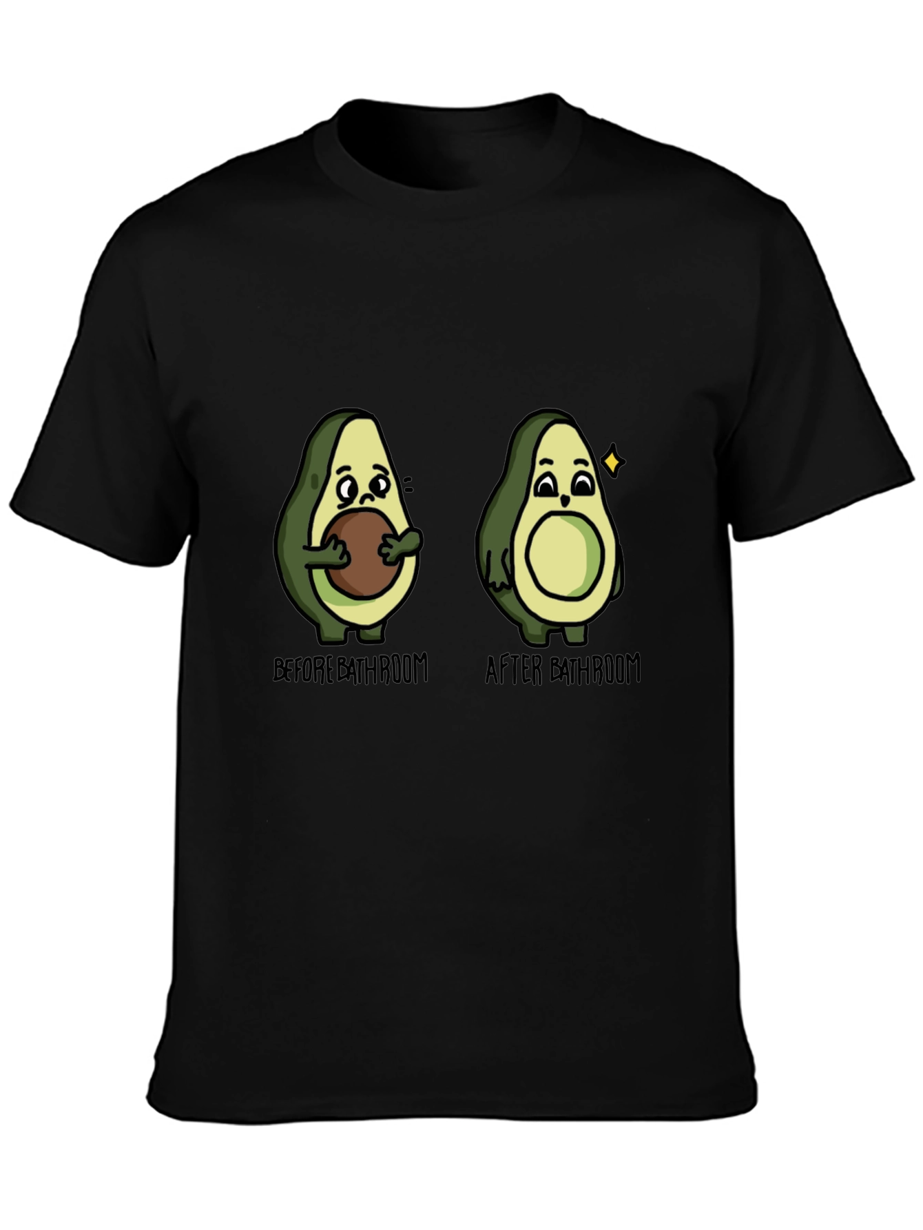 Black Avocado Before & After Bathroom Humor T-Shirt view 3