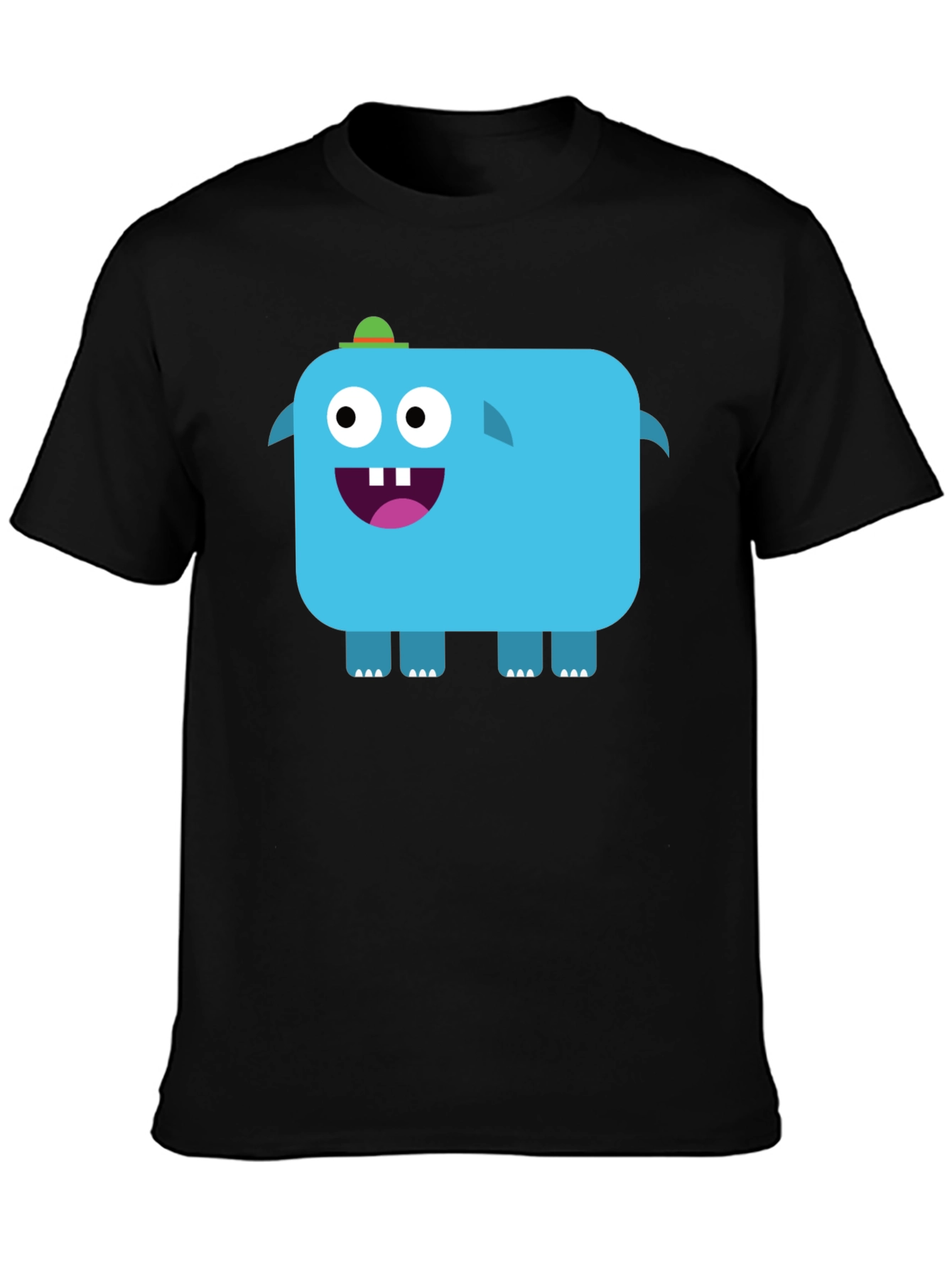 Black Funky Blue Monster Graphic Tee - Black Unisex T-Shirt view 3