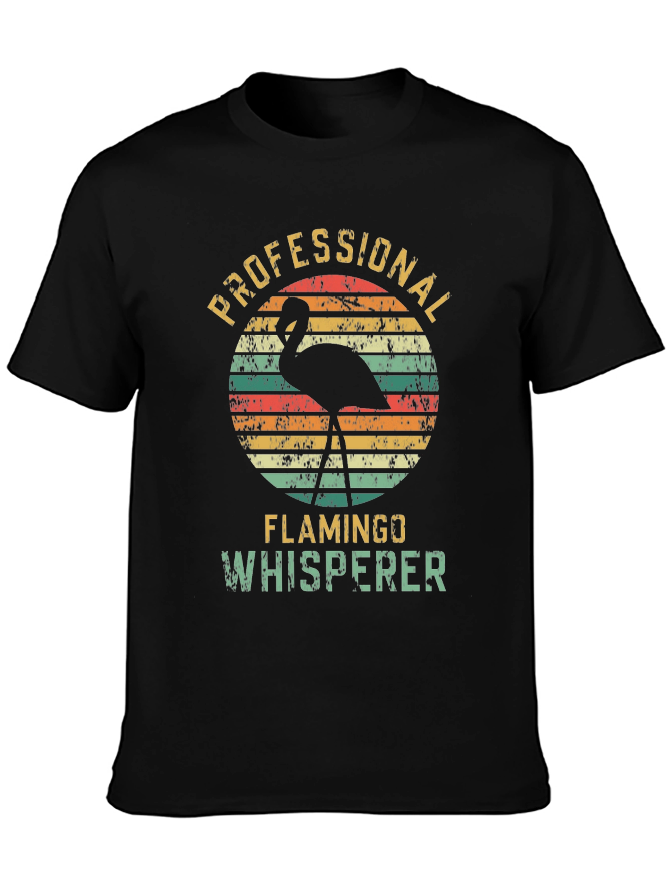 Black Professional Flamingo Whisperer Graphic T-Shirt view 3