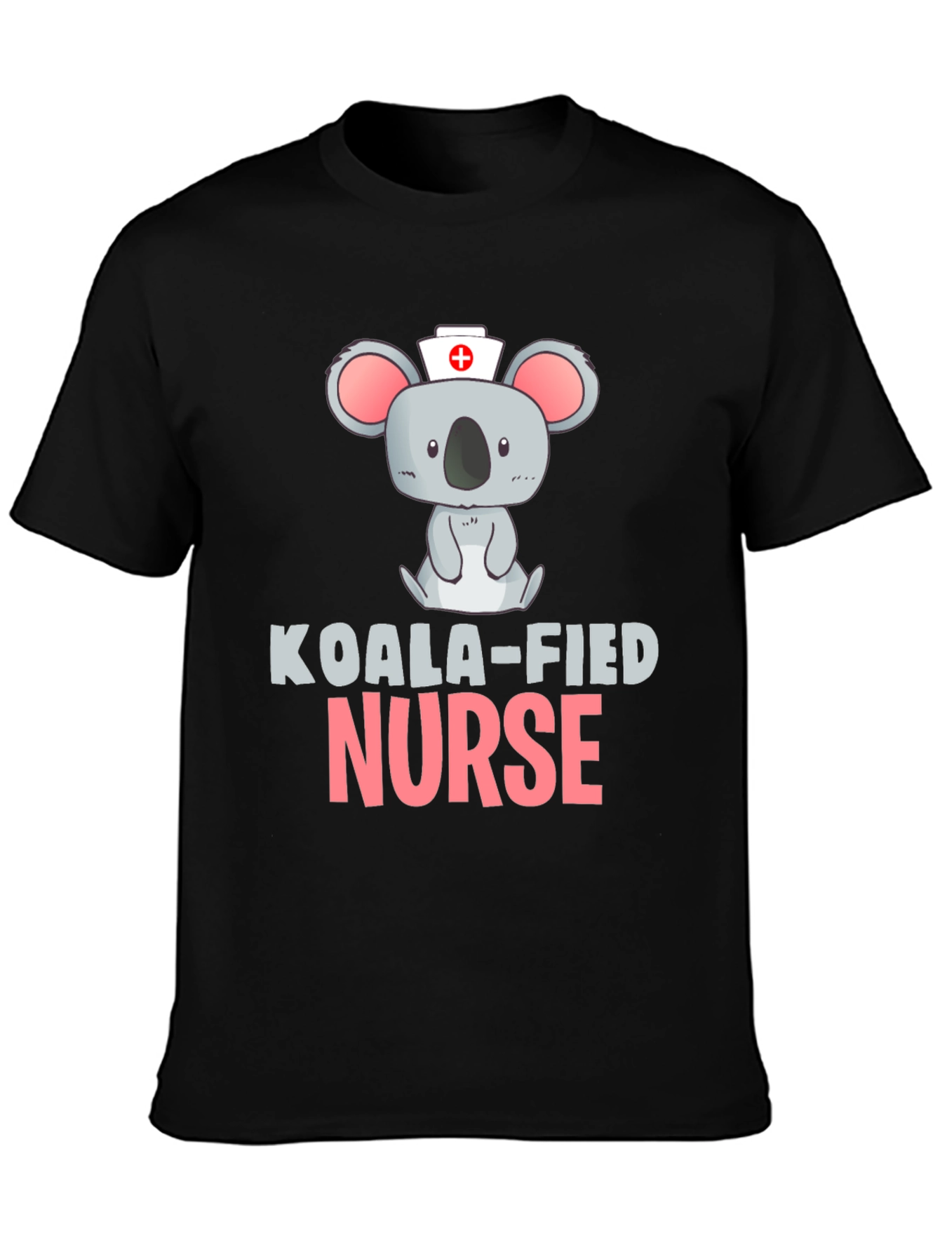 Black Koala-fied Nurse Black T-Shirt view 3