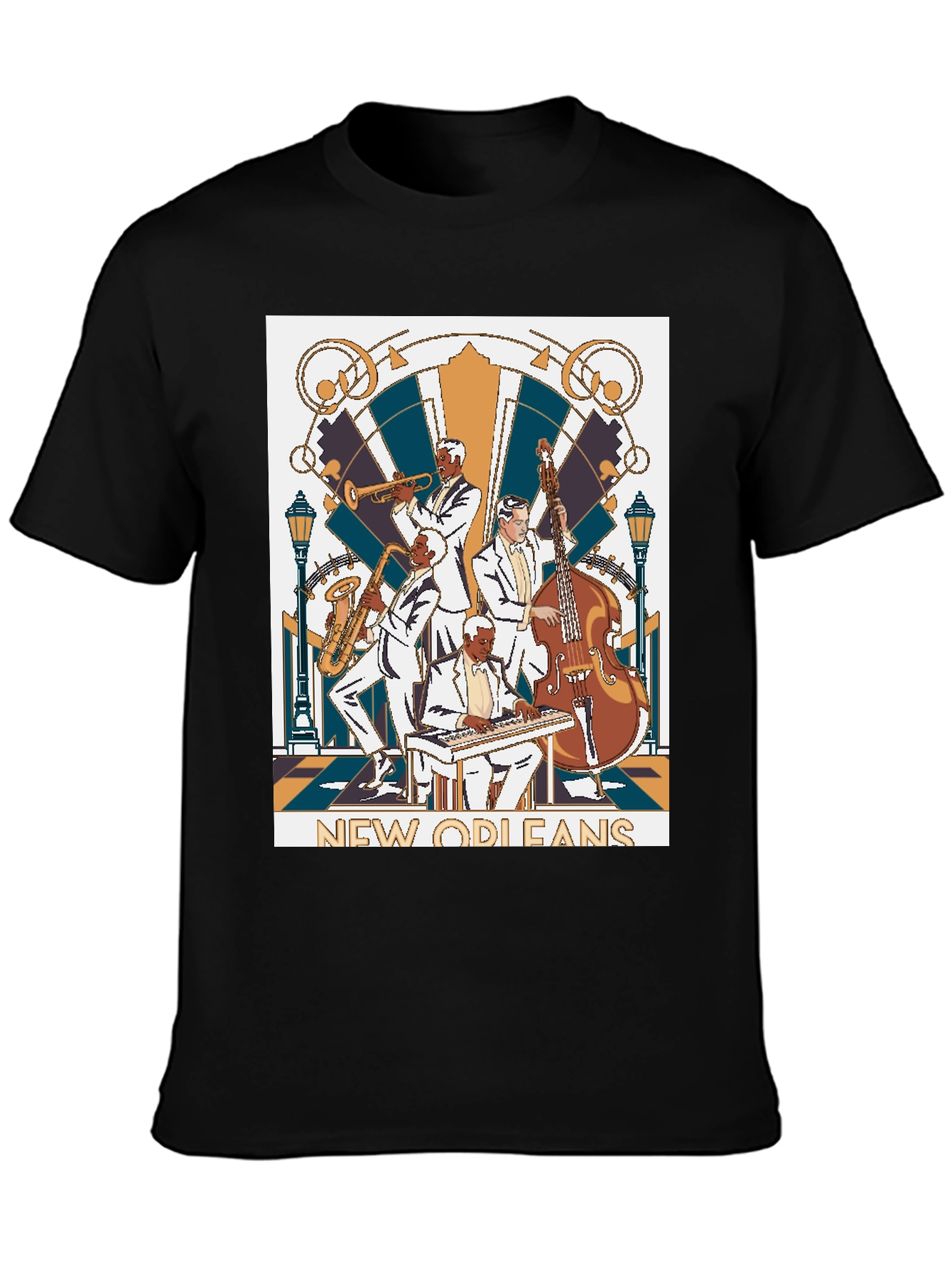 Black New Orleans Jazz Band T-Shirt - Black view 3