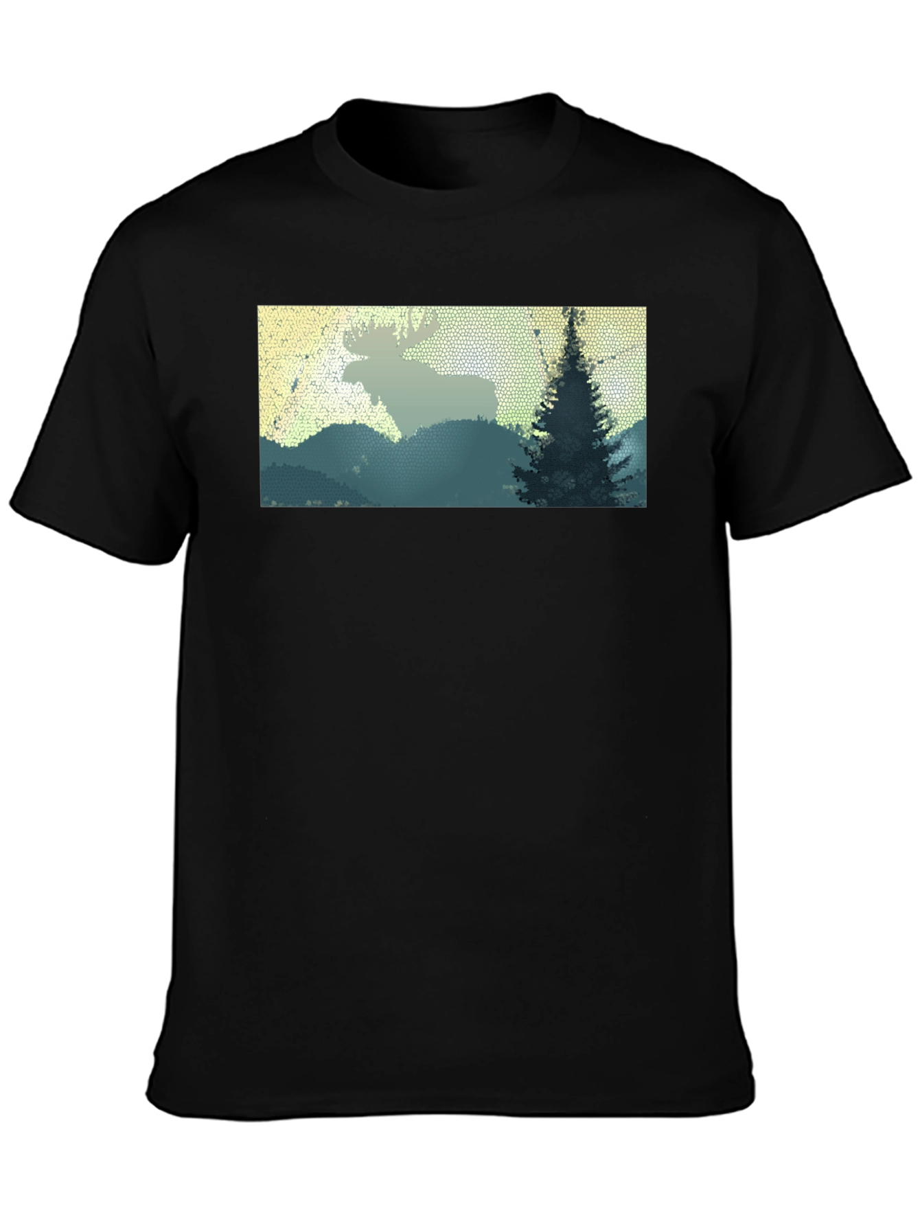 Black Moose Landscape Graphic Tee - Nature Inspired Shirt view 3