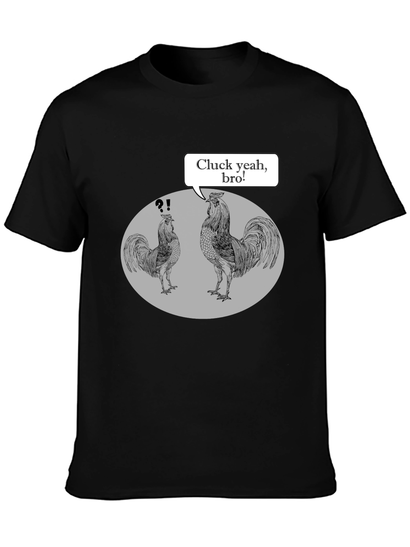 Black Cluck Yeah, Bro! Rooster Graphic Tee view 3