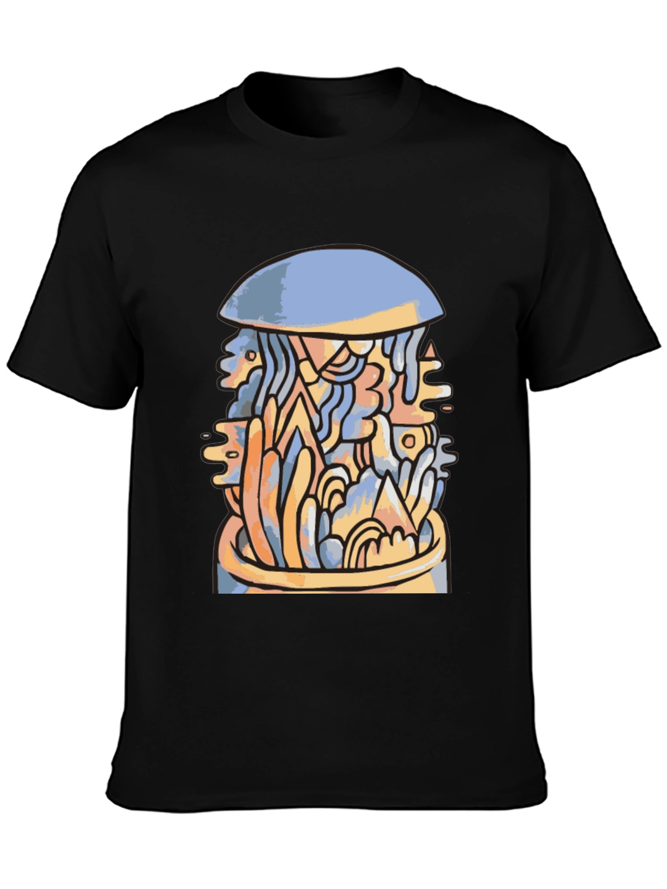 Black Abstract Art Tee - Modern Graphic Design T-Shirt view 3