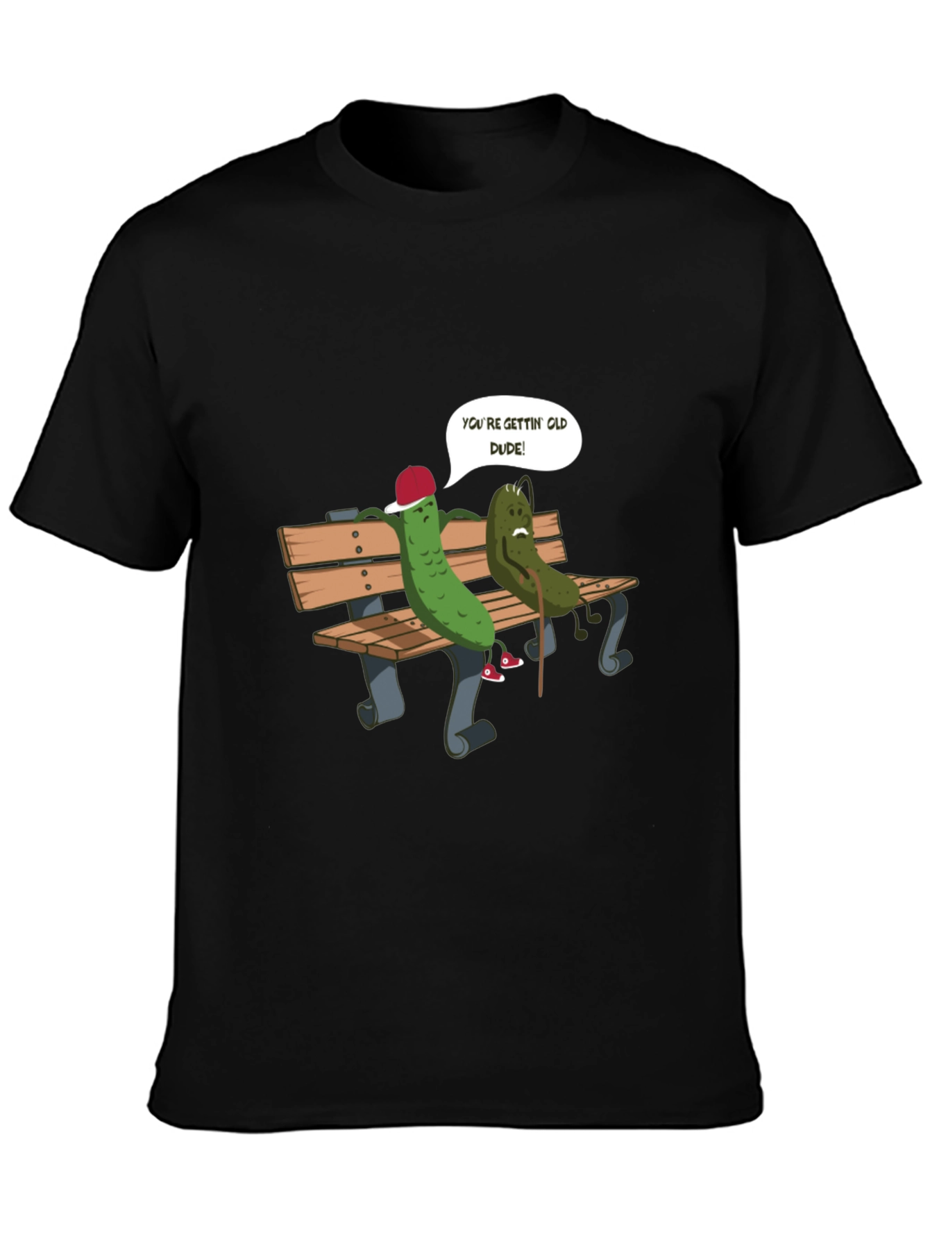 Black Funny Pickle Old Dude Graphic T-Shirt view 3