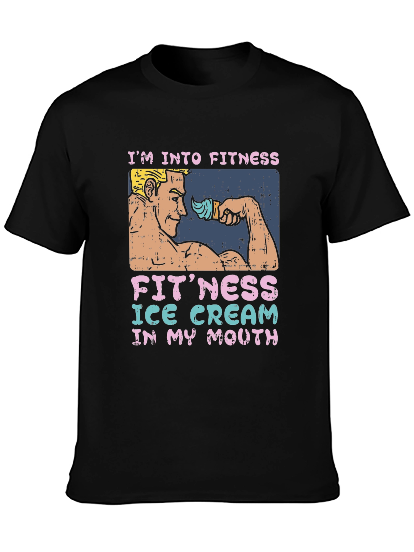 Black Fitness Ice Cream Funny Graphic T-Shirt view 3