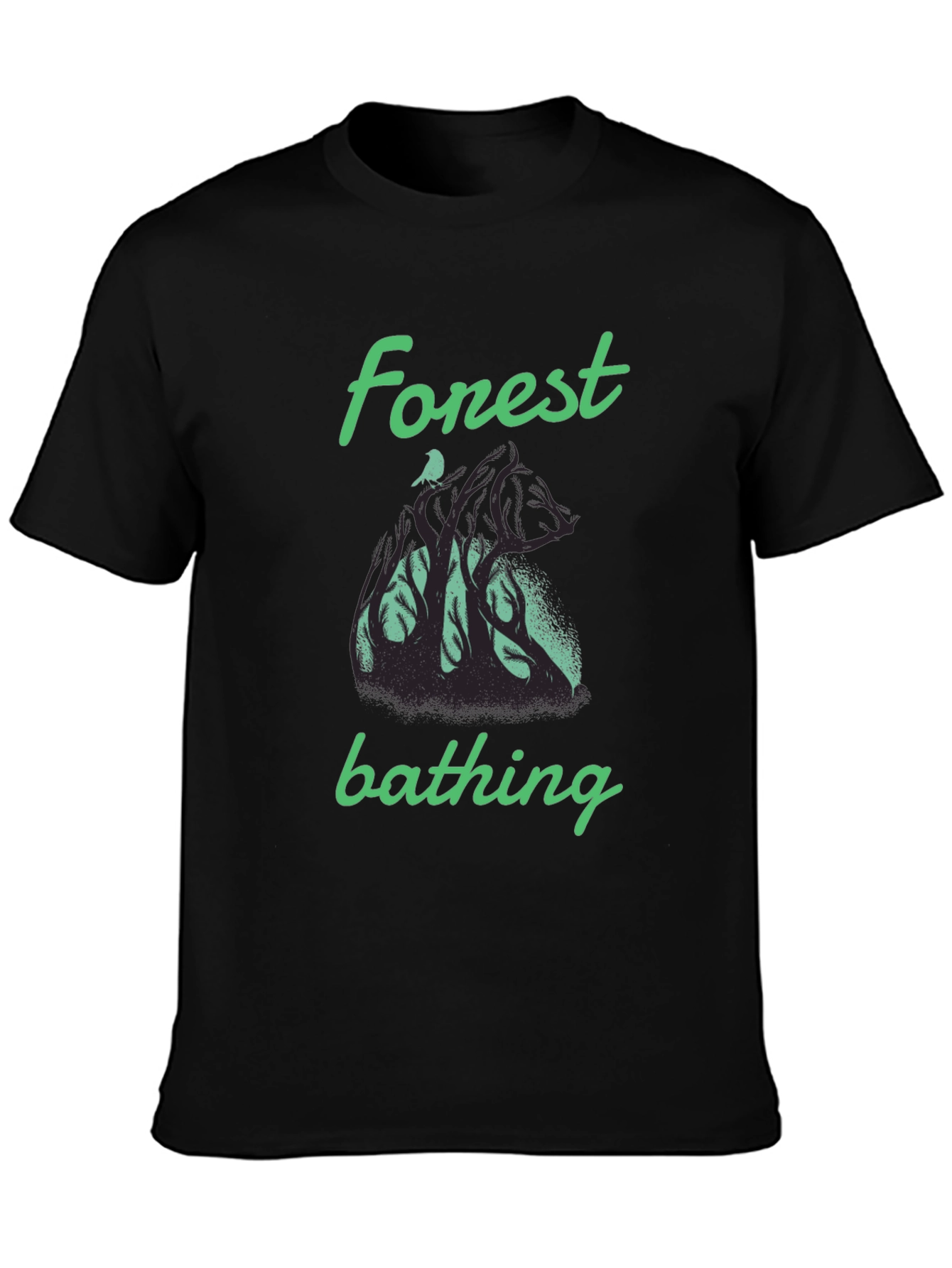 Forest Bathing Graphic Tee - Black Cotton T-Shirt - 3